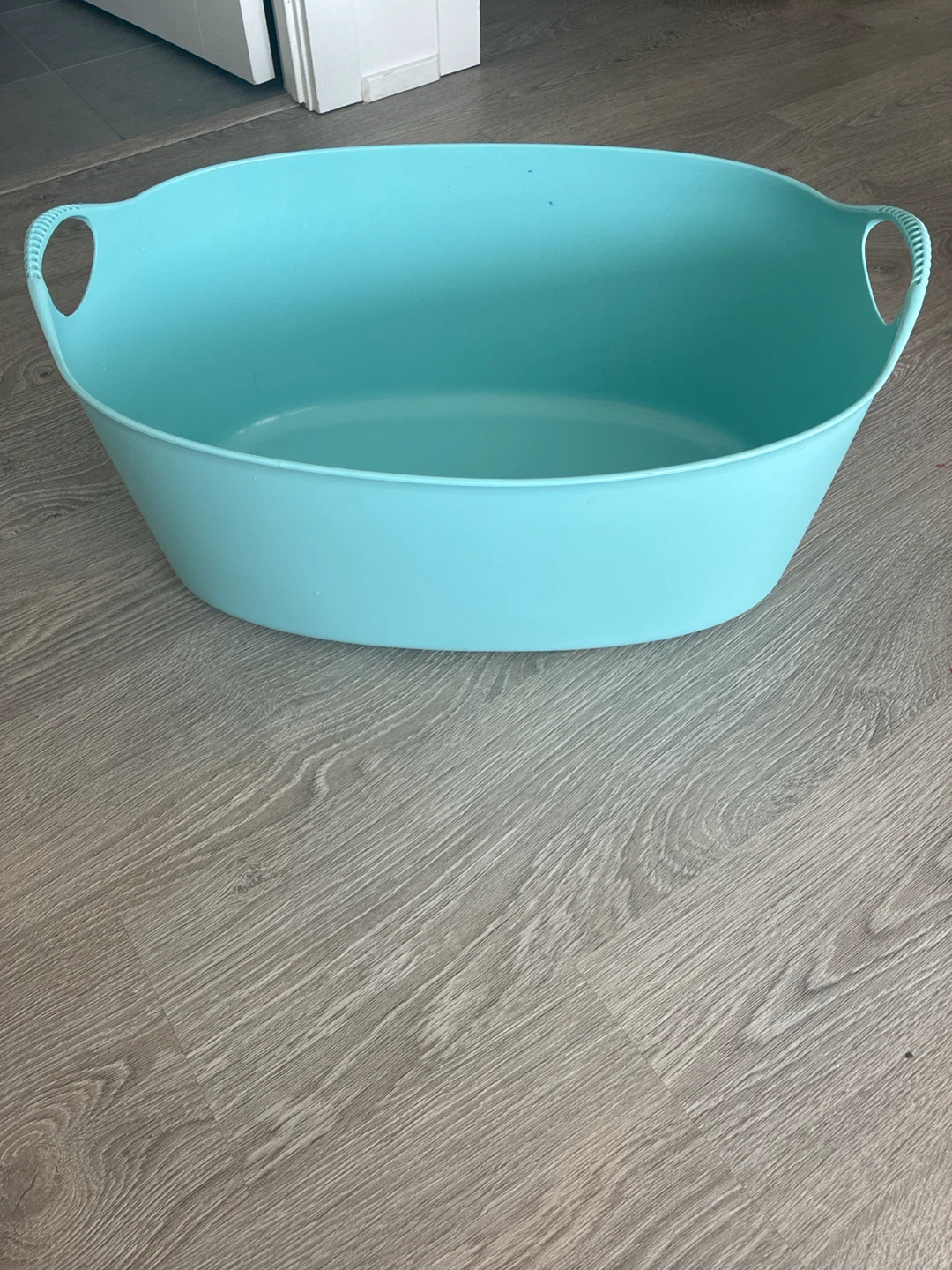 Turquoise Plastic Tub with Handles