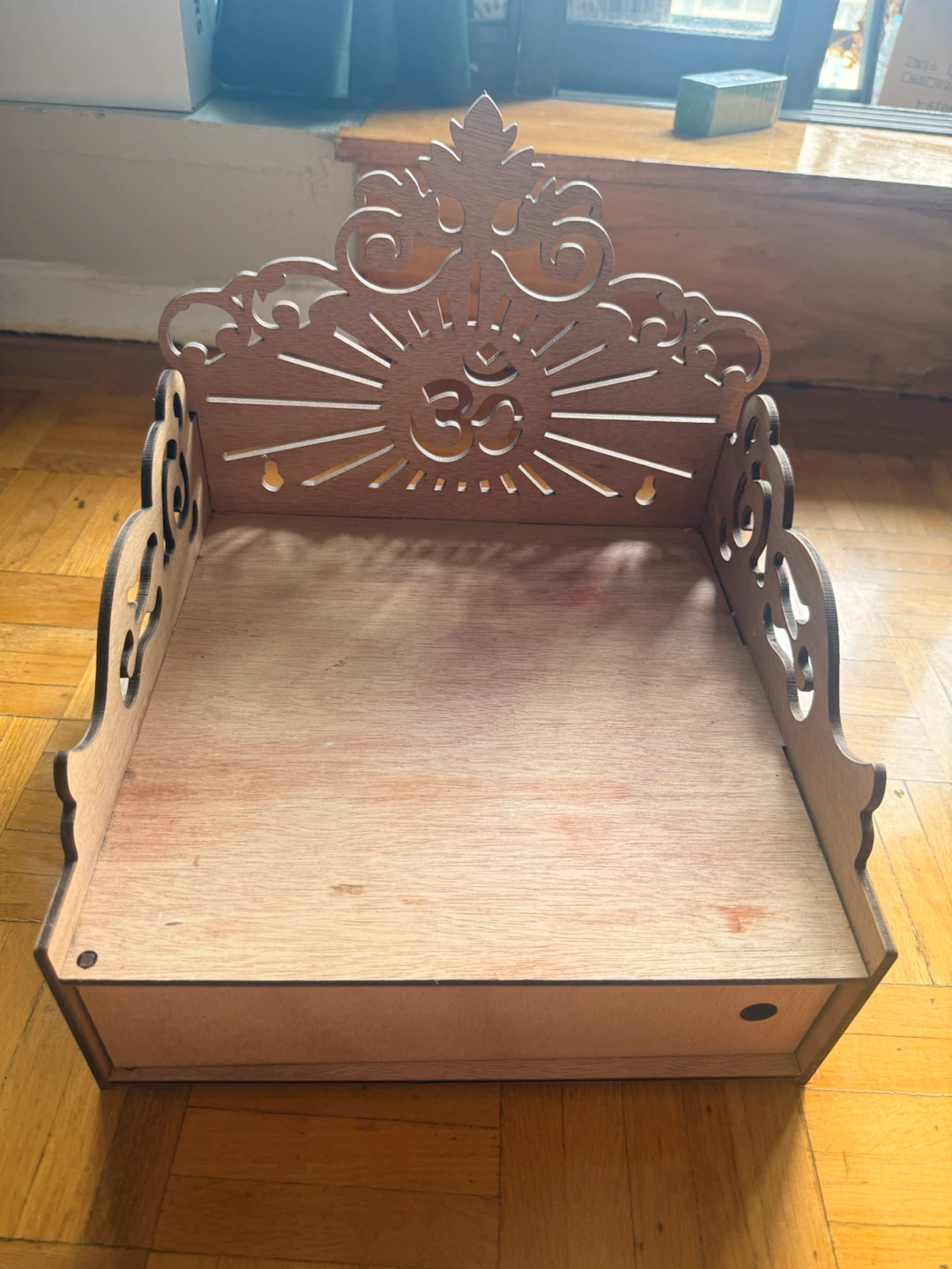 Wooden Altar Shelf with Om Symbol - photo 2