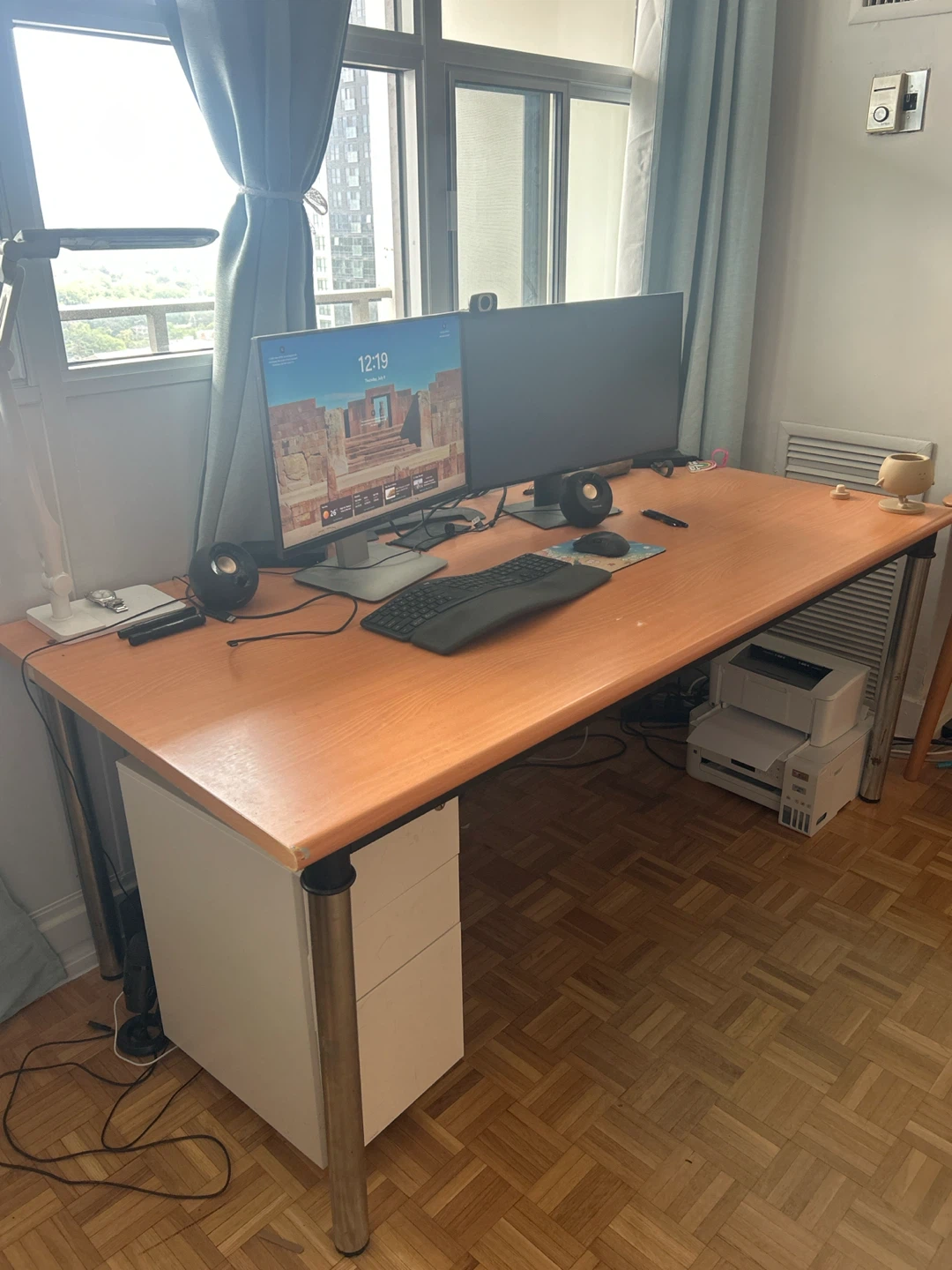 Wooden Desk with Metal Legs