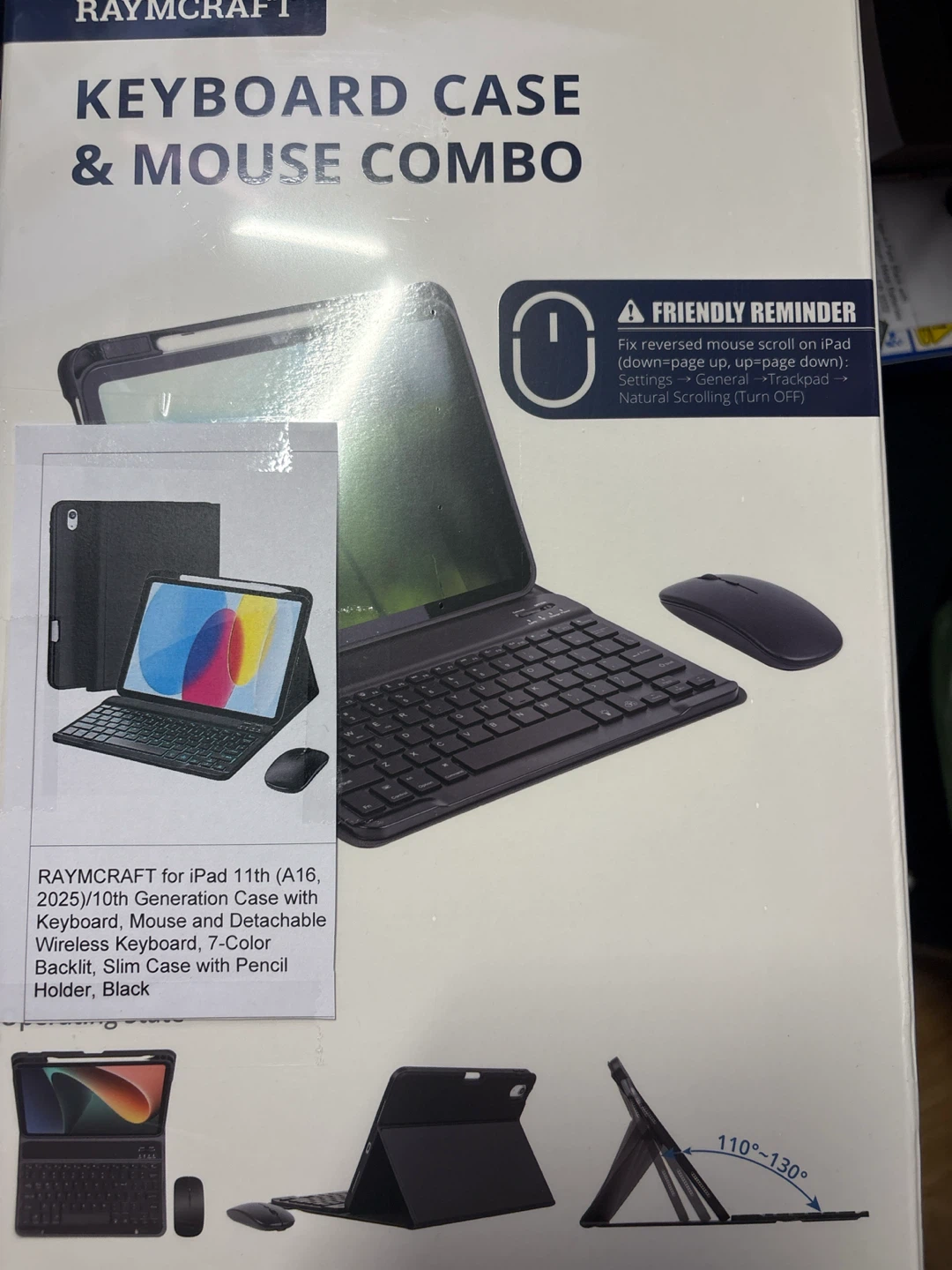RAYMCRAFT Keyboard Case & Mouse Combo for iPad 11th Gen