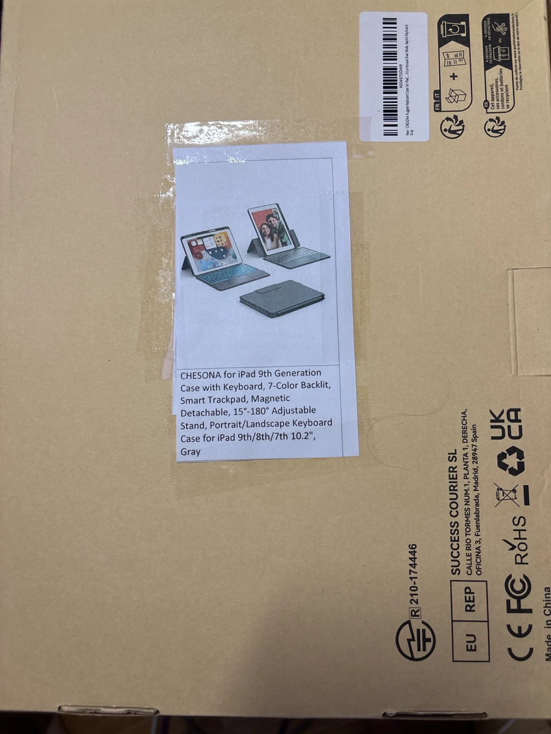 CHESONA iPad 9th Gen Case with Keyboard, Gray