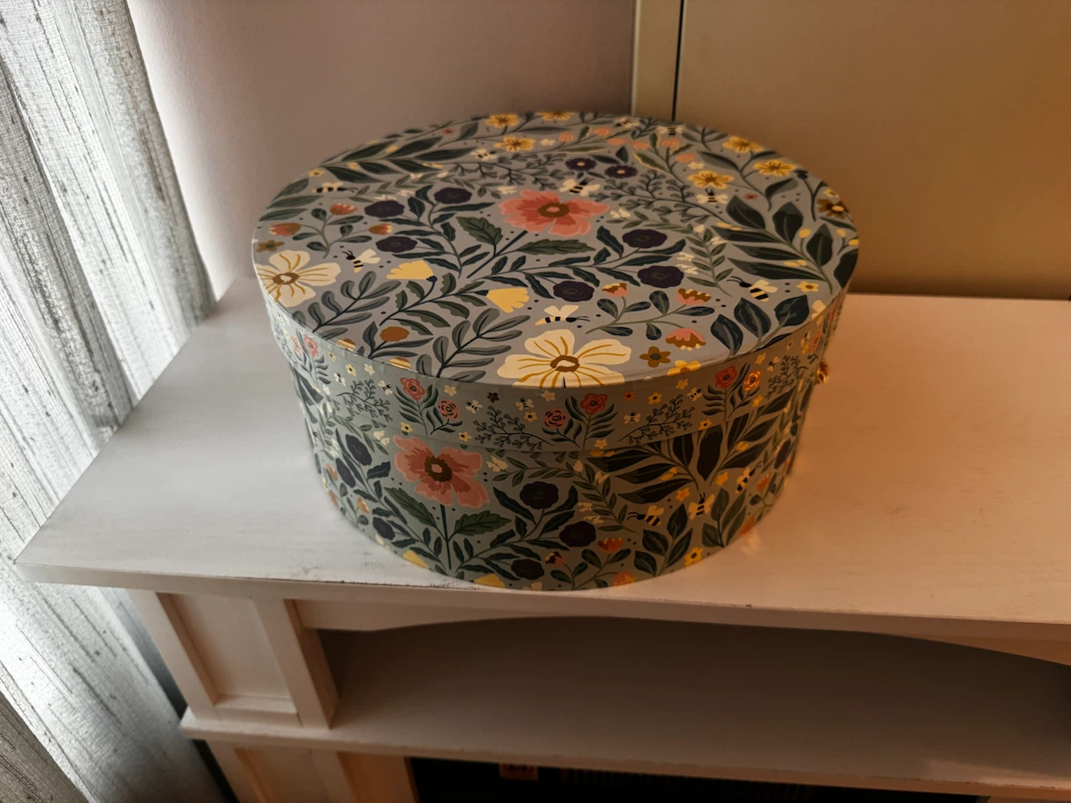 Round Floral Storage Box with Rope Handles - photo 2