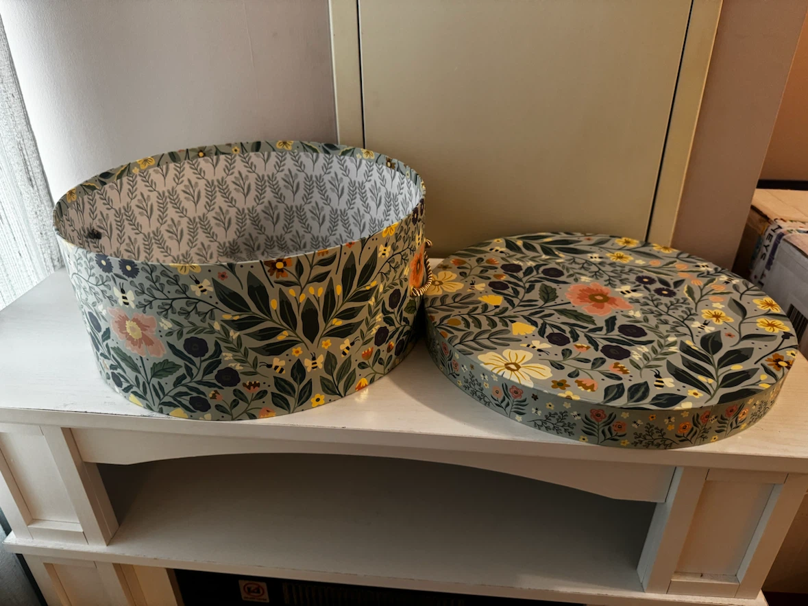 Round Floral Storage Box with Rope Handles - photo 3