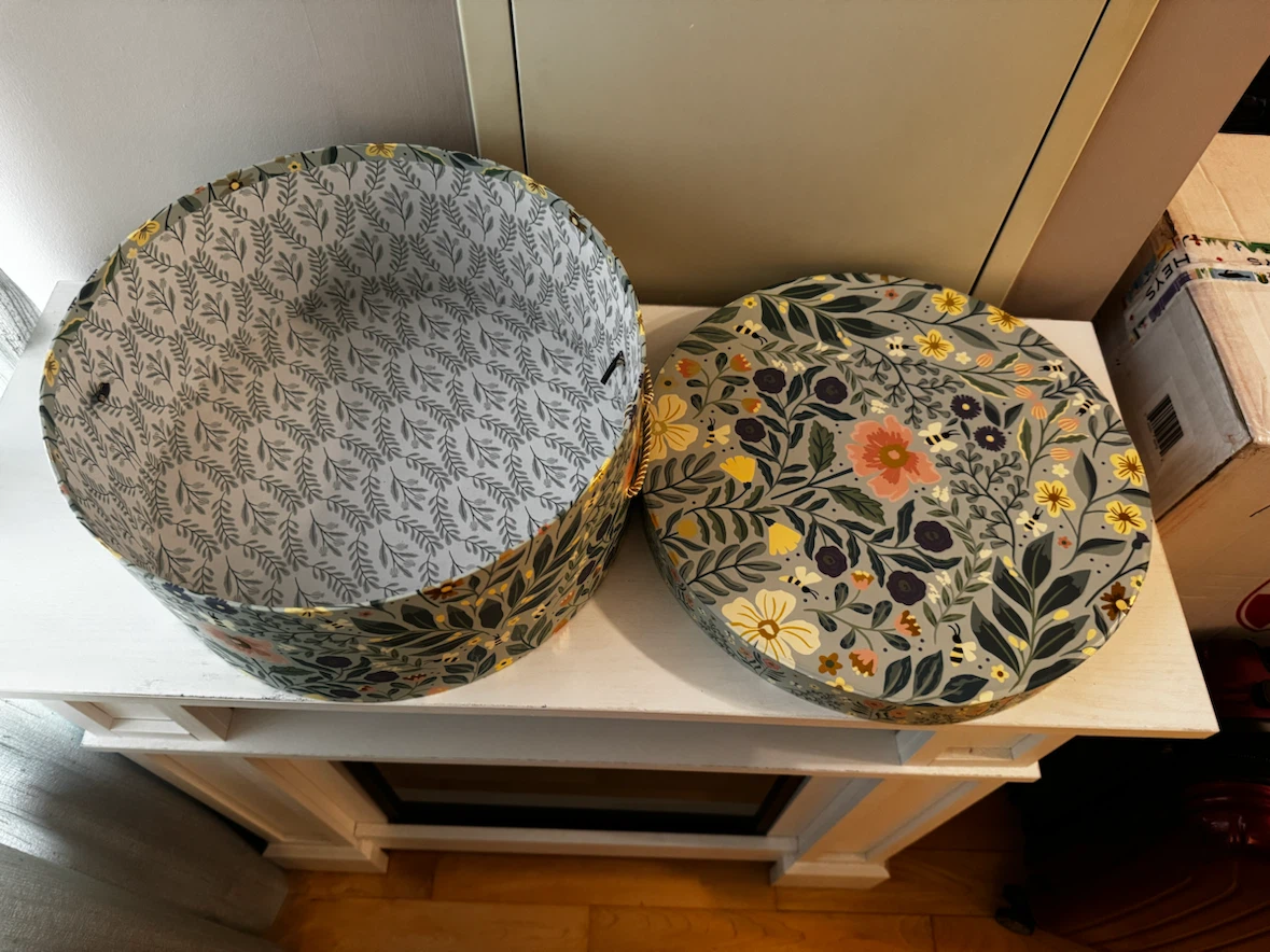 Round Floral Storage Box with Rope Handles - photo 4