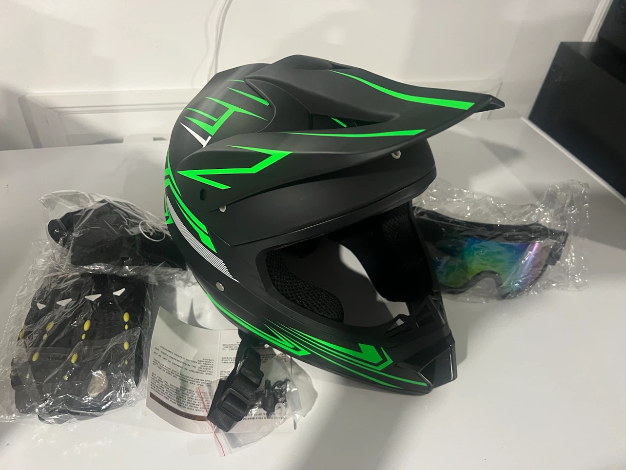 Motocross Helmet with Goggles and Gloves
