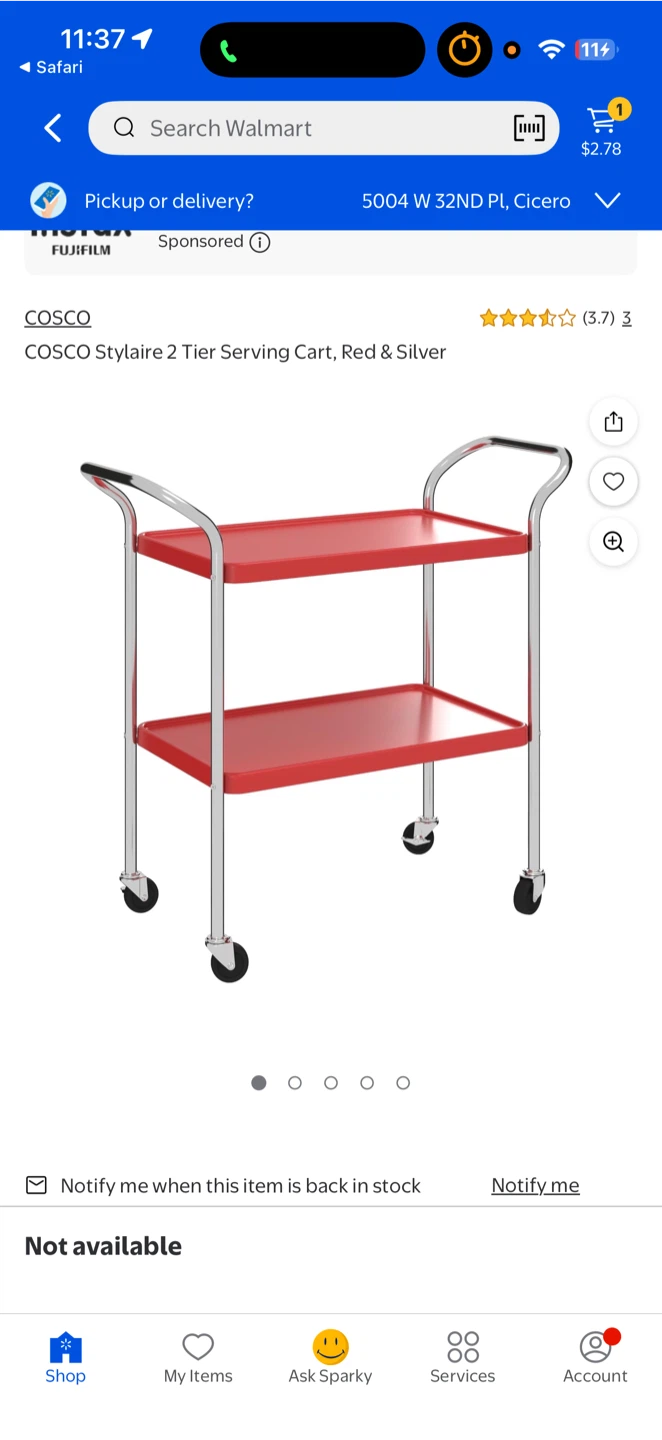 COSCO Stylaire 2 Tier Serving Cart