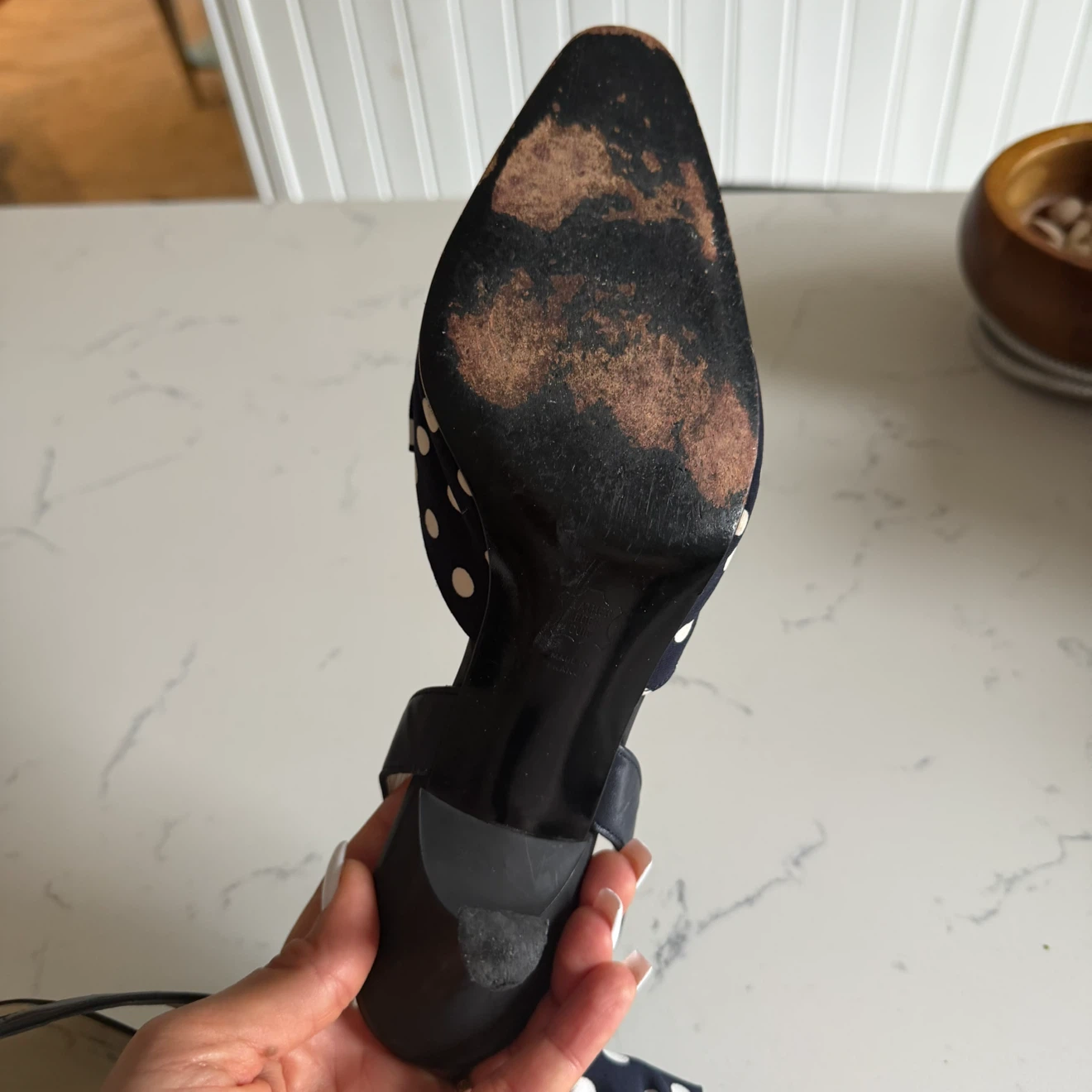 Navy Polka Dot Slingback Heels + Matching Handbag - photo 2