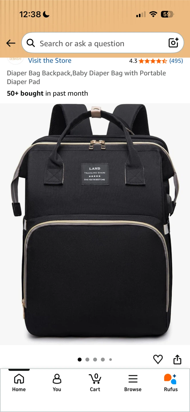 LAND Diaper Bag Backpack - Black