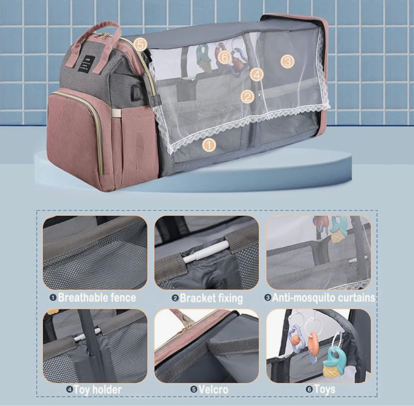 LAND Diaper Bag Backpack - Black - photo 5