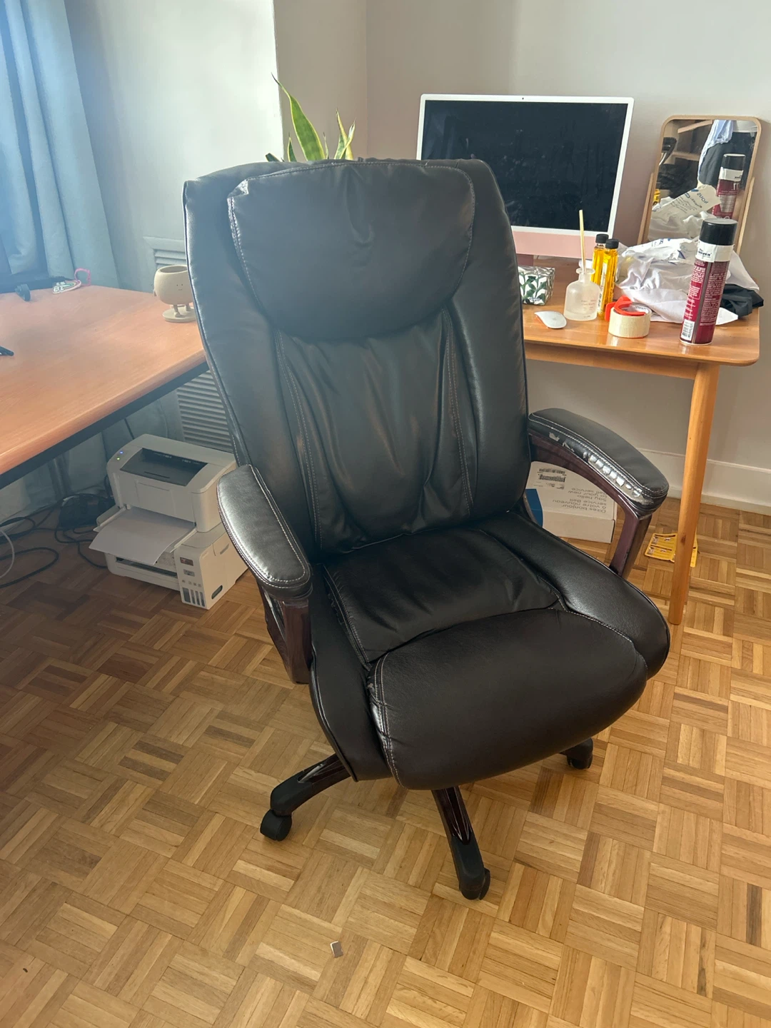 Dark Brown Faux Leather Office Chair