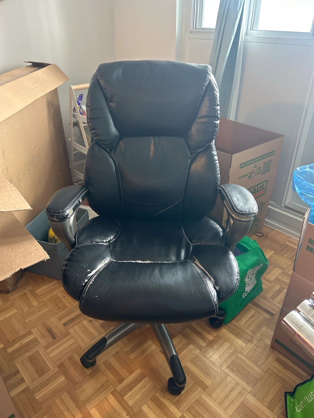 Black Faux Leather Office Chair