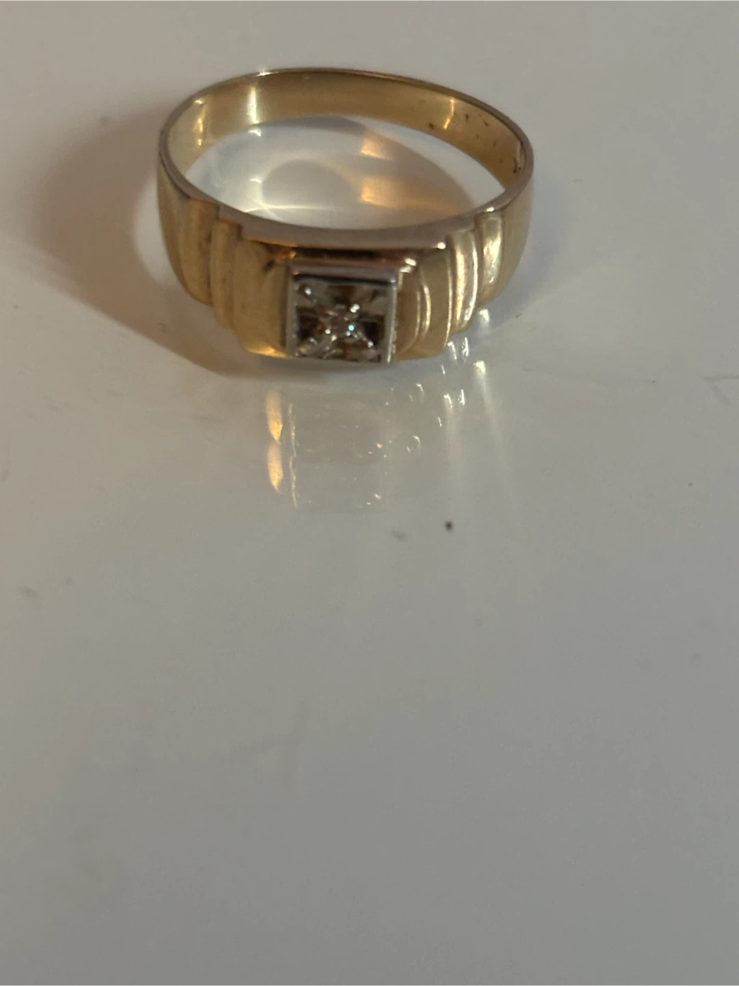Men's Gold Tone Ring with Diamond Accent - photo 2