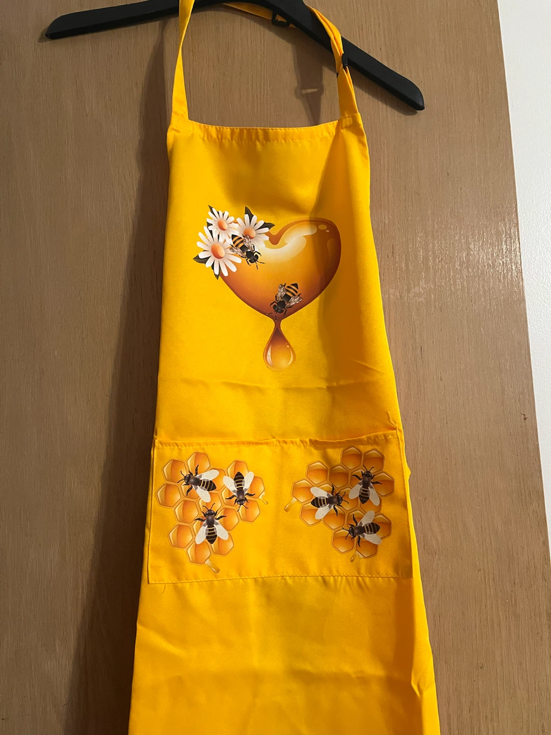 Yellow Apron with Honeycomb and Bee Design