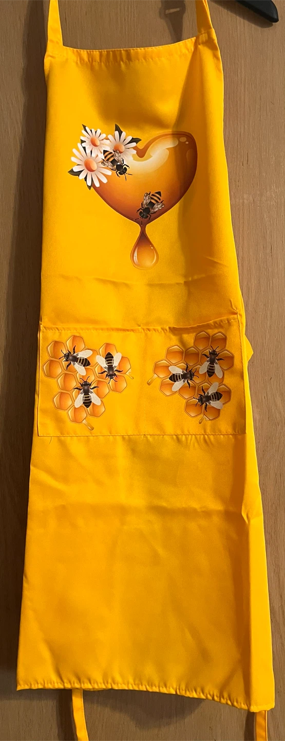 Yellow Apron with Honeycomb and Bee Design - photo 2