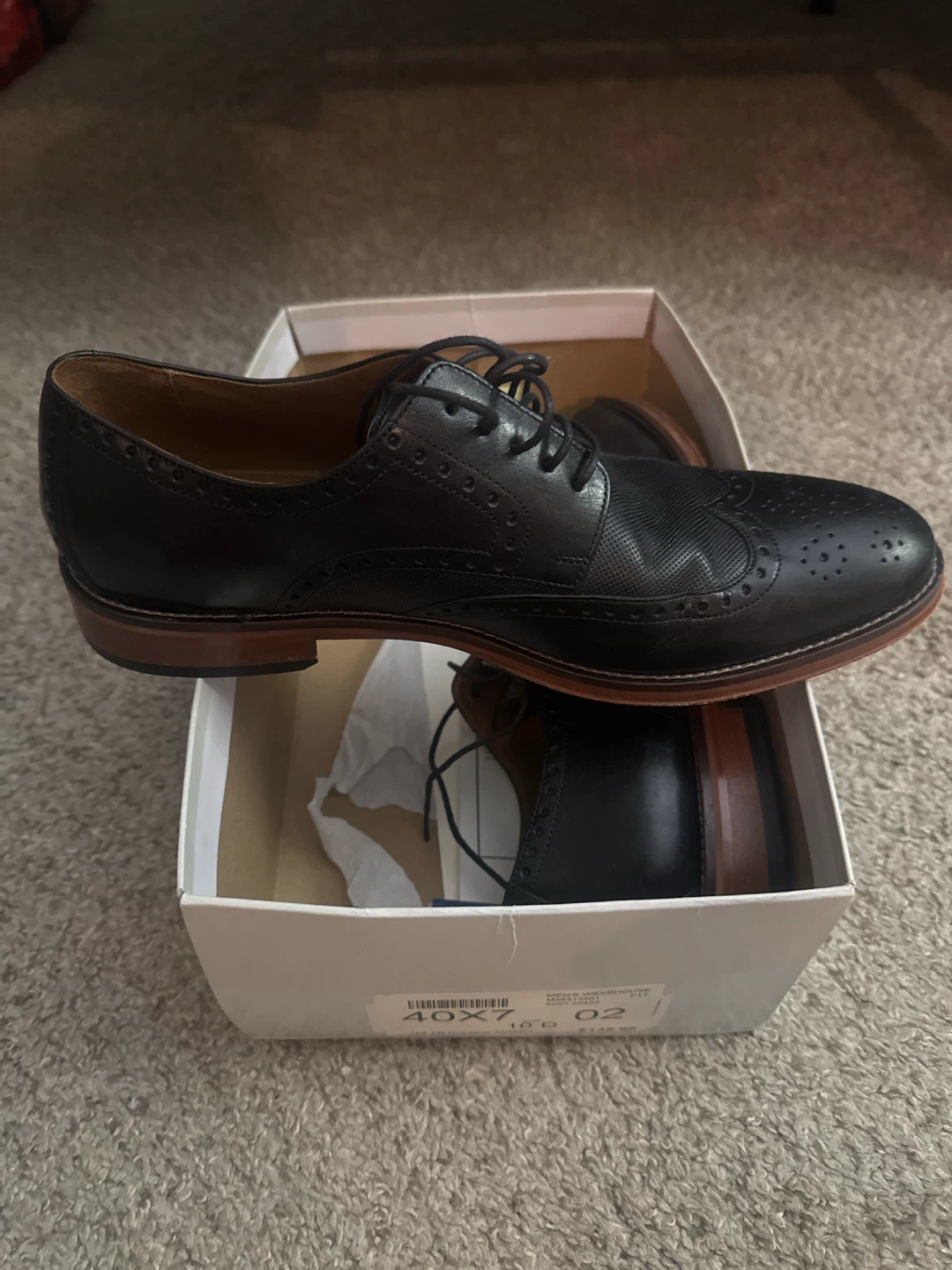Black Wingtip Oxford Genuine Leather Dress Shoes - photo 2