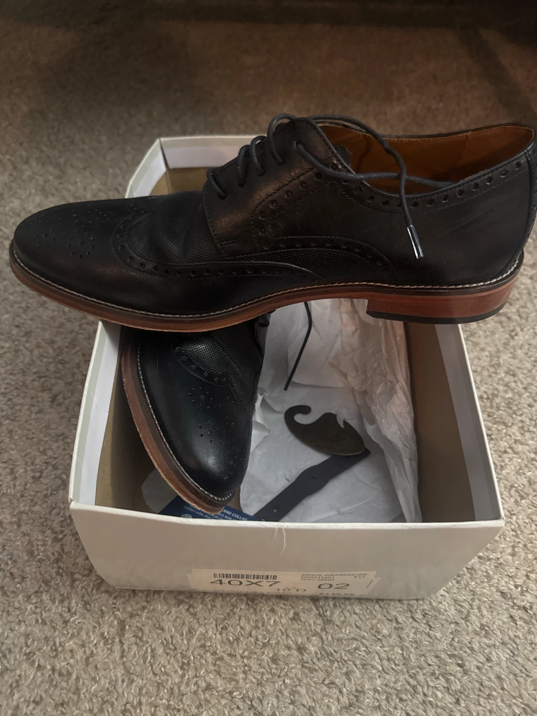 Black Wingtip Oxford Genuine Leather Dress Shoes - photo 3