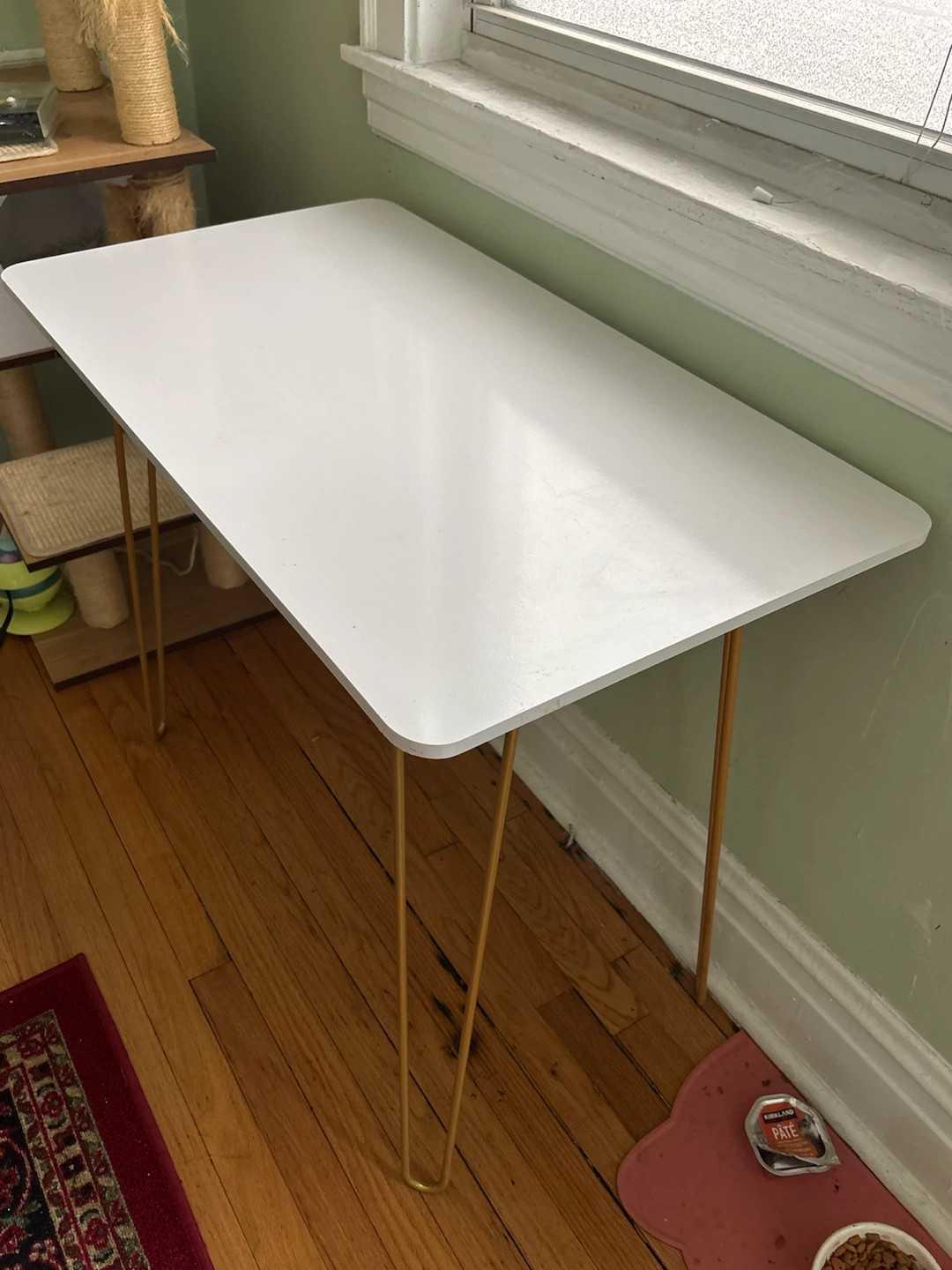 White Desk with Gold Hairpin Legs - photo 2