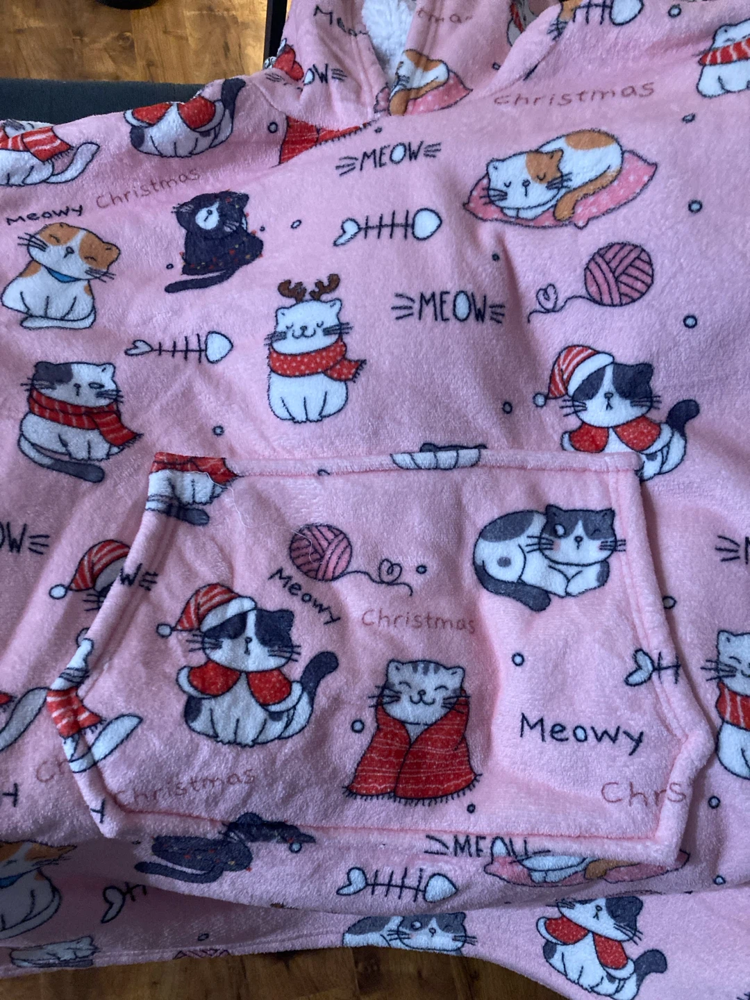 Pink Cat Fleece Hooded Blanket Sweatshirt - photo 2