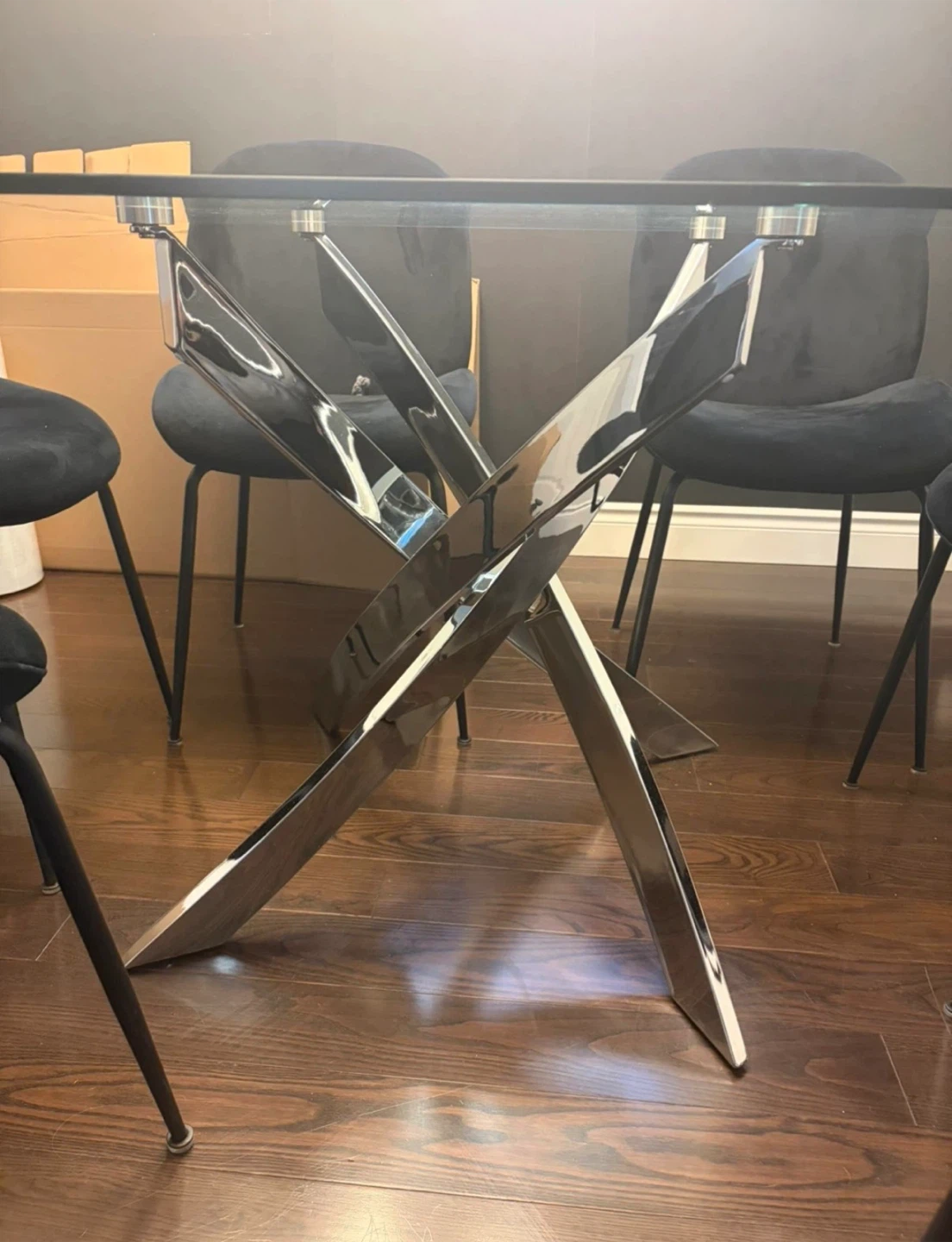 Glass Dining Table with Chrome X-Base - photo 2