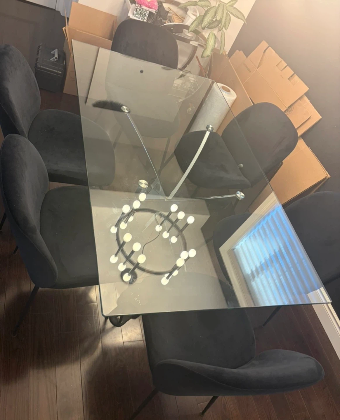 Glass Dining Table with Chrome X-Base