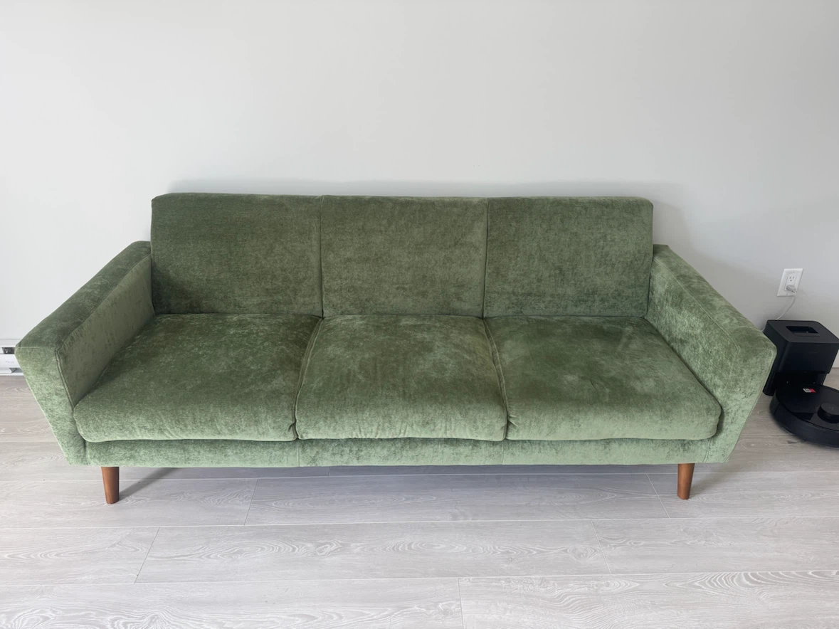 Green Velvet 3-Seater Sofa - photo 2
