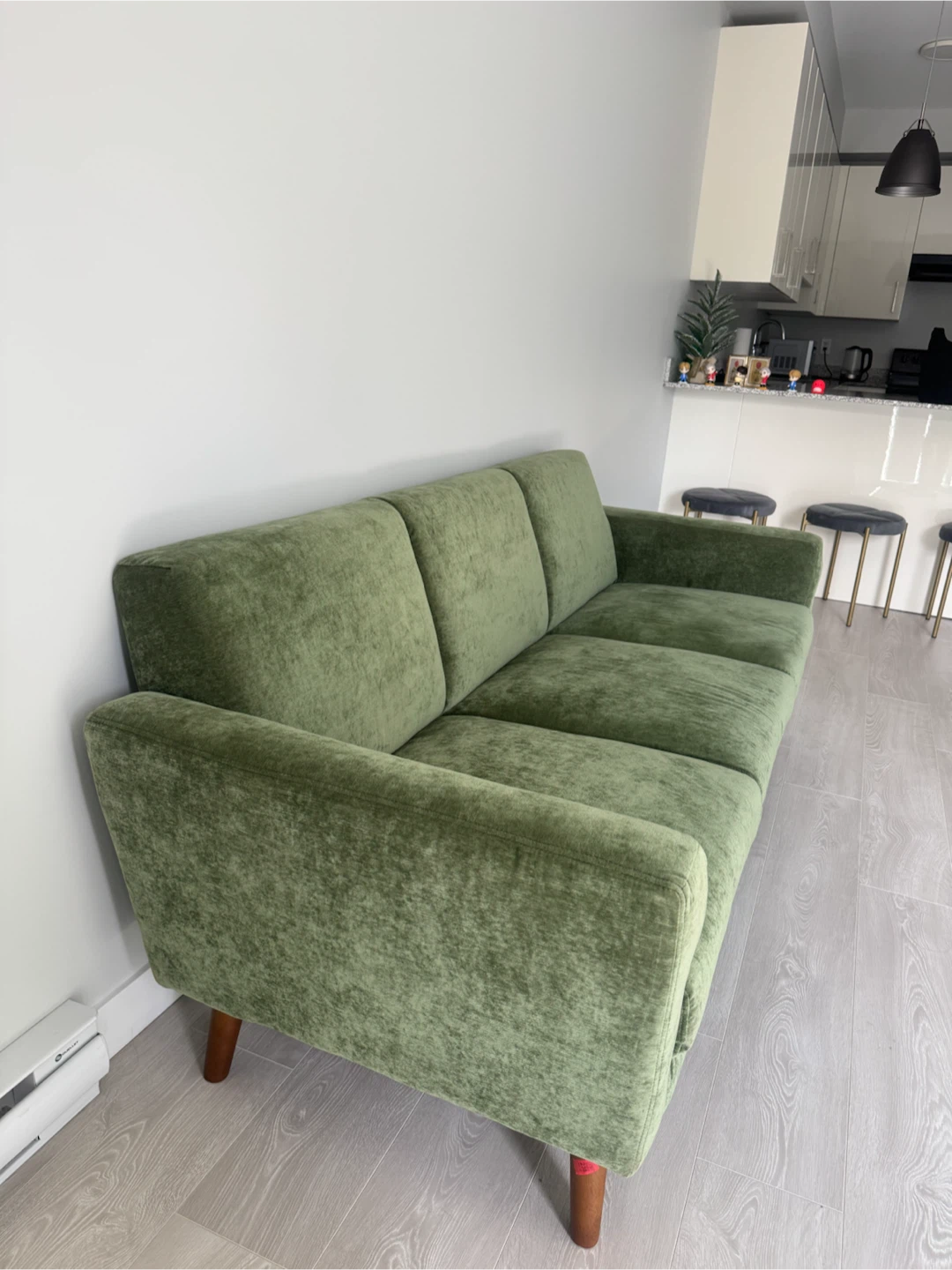 Green Velvet 3-Seater Sofa - photo 3