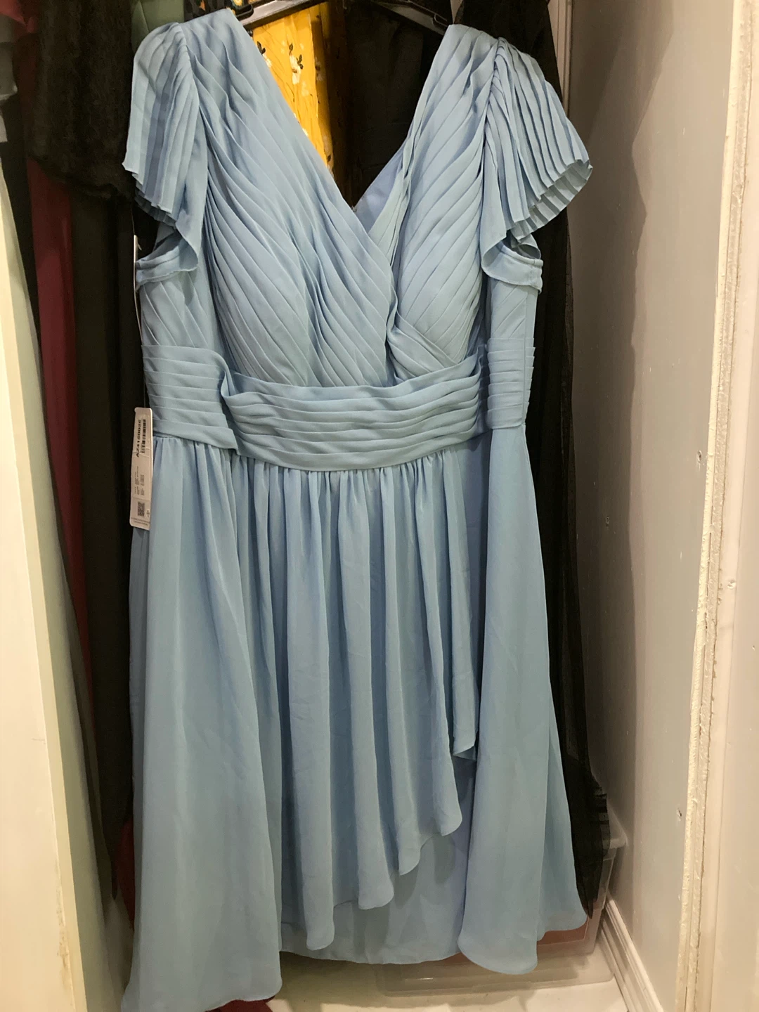 Light Blue Chiffon Pleated Dress, size 20
