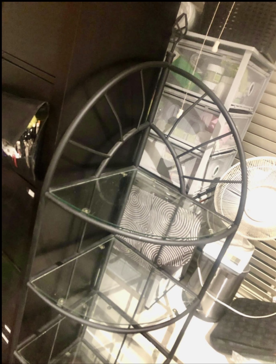 Black Metal and Glass Corner Shelf Unit - photo 4