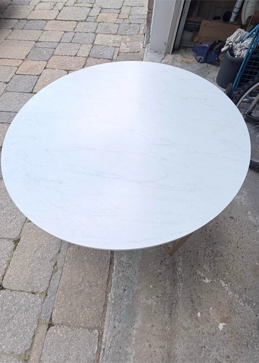Round Coffee Table - White faux Marble Top