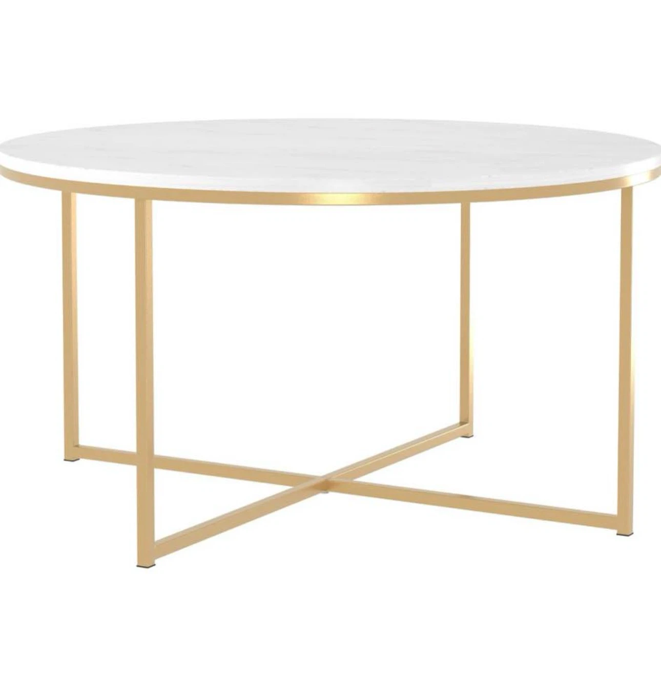 Round Coffee Table - White faux Marble Top - photo 2