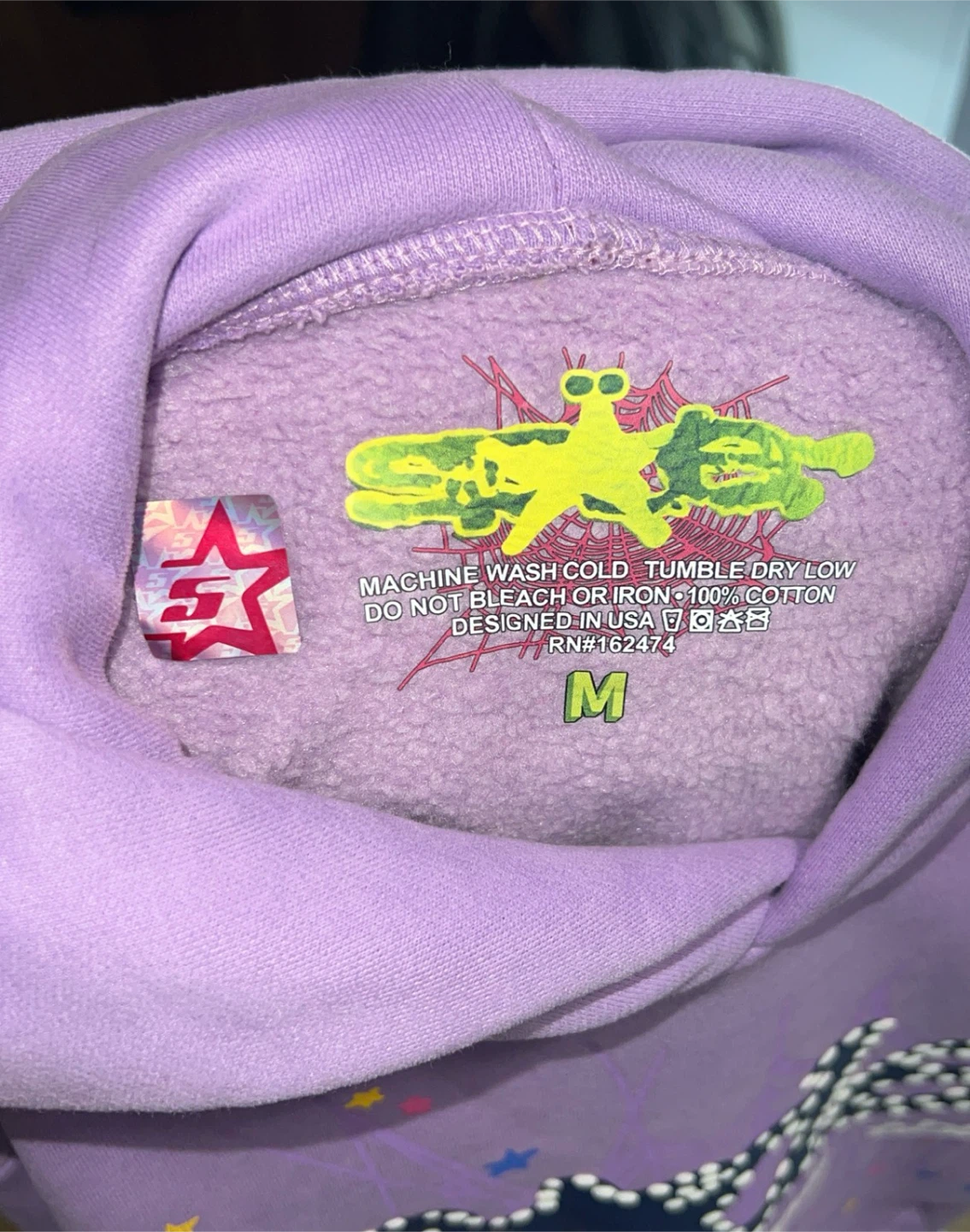 Sp5der Worldwide "Punk" Hoodie Açai - Size Medium (Brand New) - photo 4