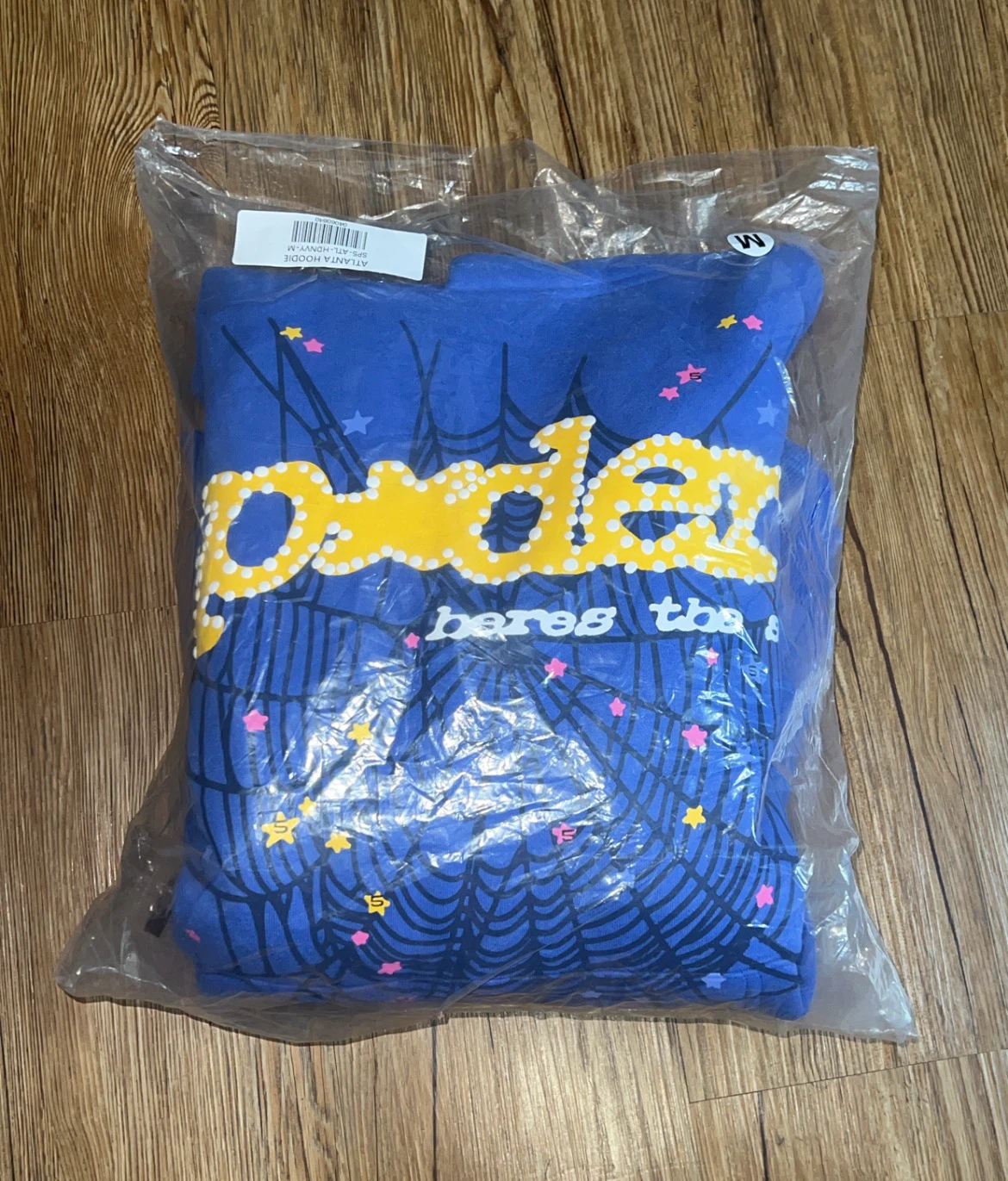 Sp5der Worldwide Blue Web Hoodie - Size Medium (Brand New)