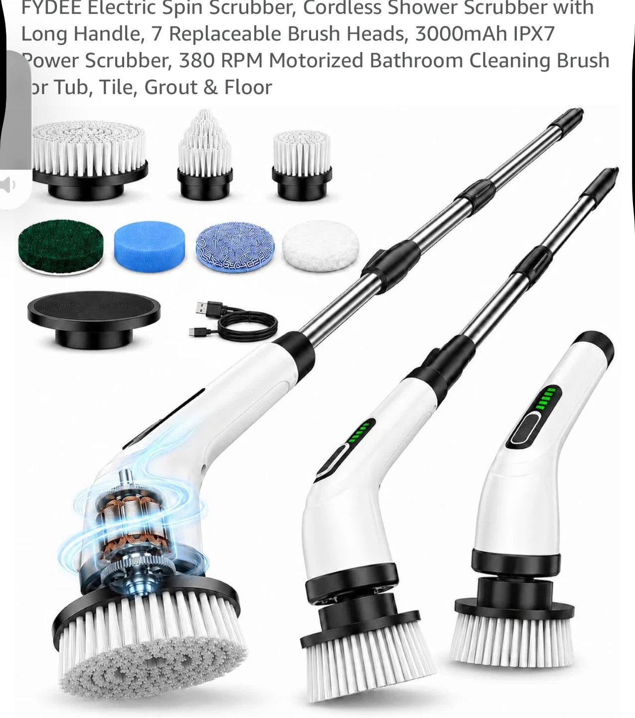 Electric Spin Scrubber with Extension Handle ( Brand New) - photo 3