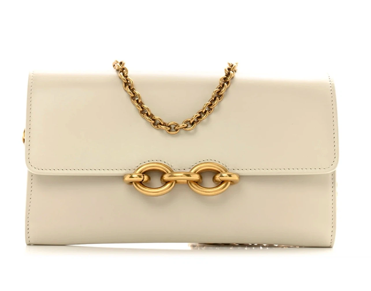 Saint Laurent White Leather Wallet On Chain