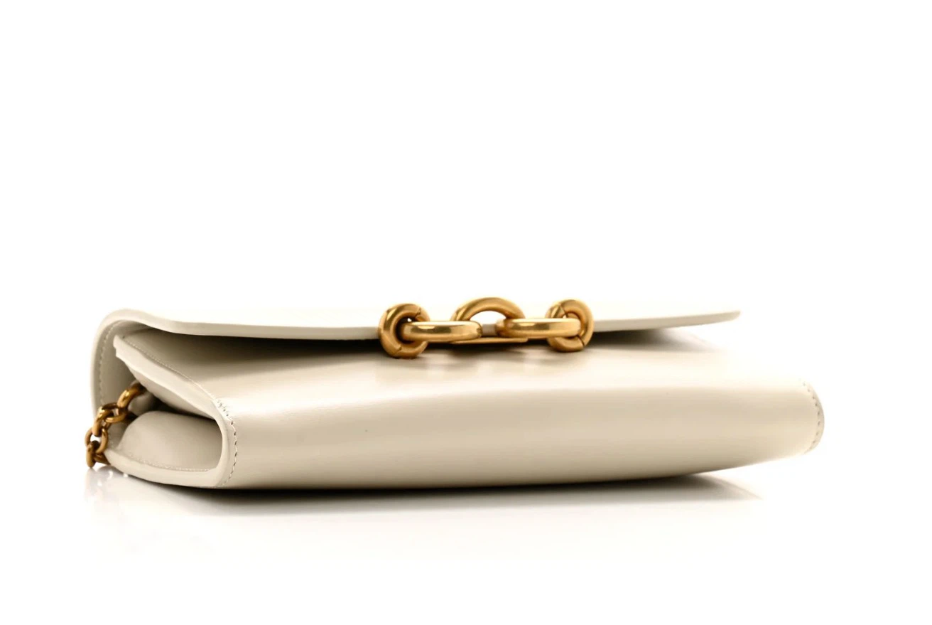 Saint Laurent White Leather Wallet On Chain - photo 4