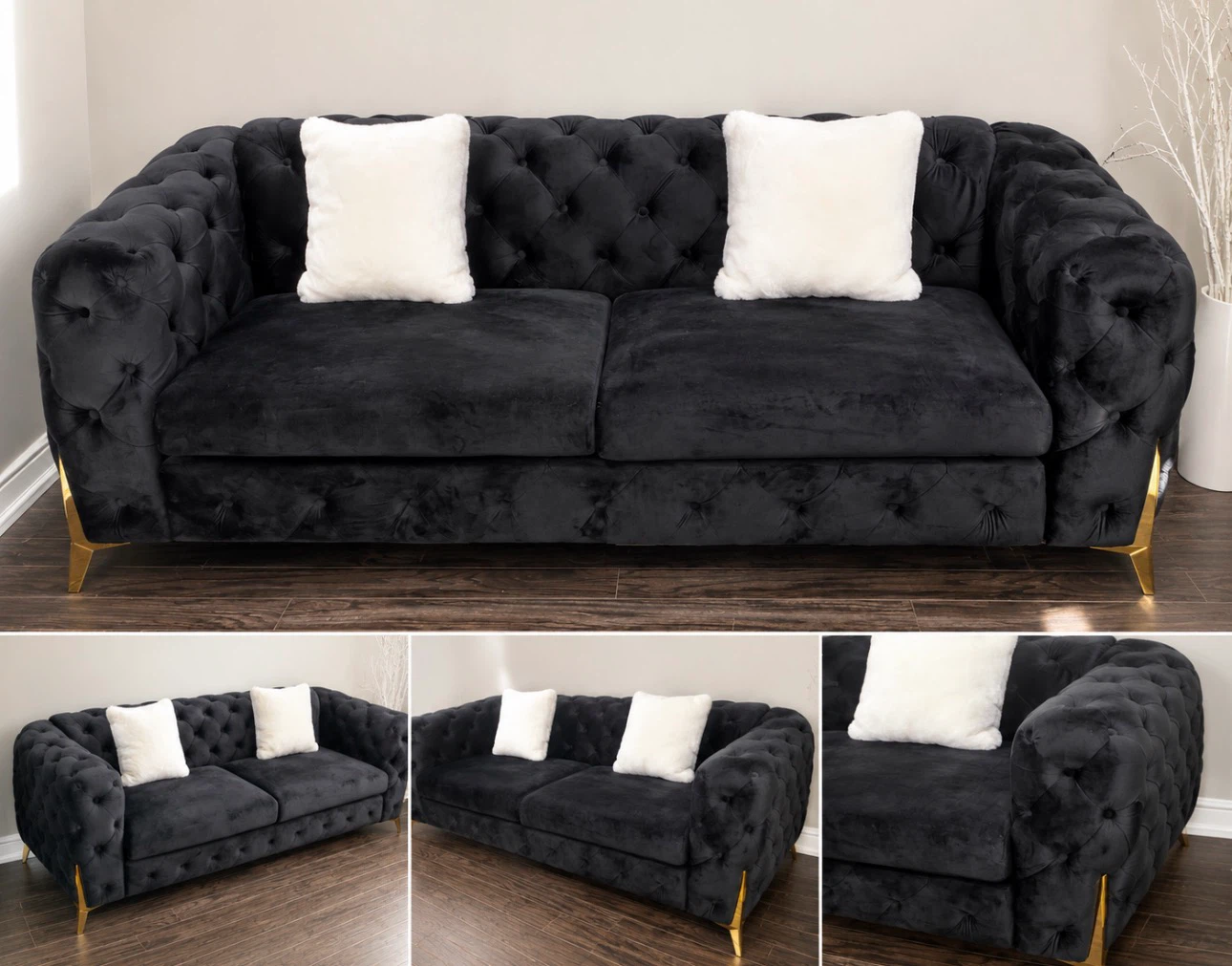 Black Velvet Turkish Sofa- Almost new