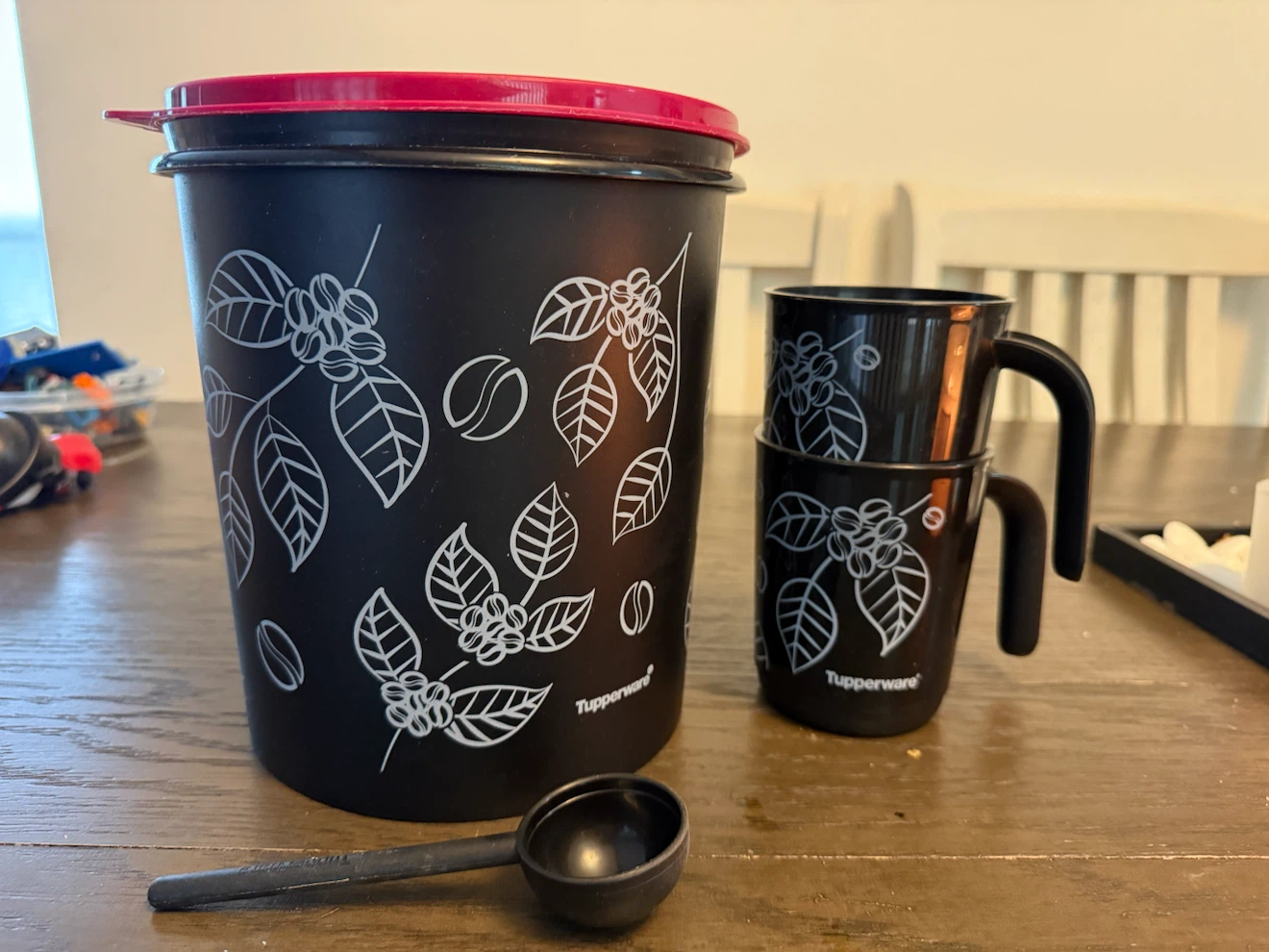 Tupperware Coffee Canister with Cups and Scoop