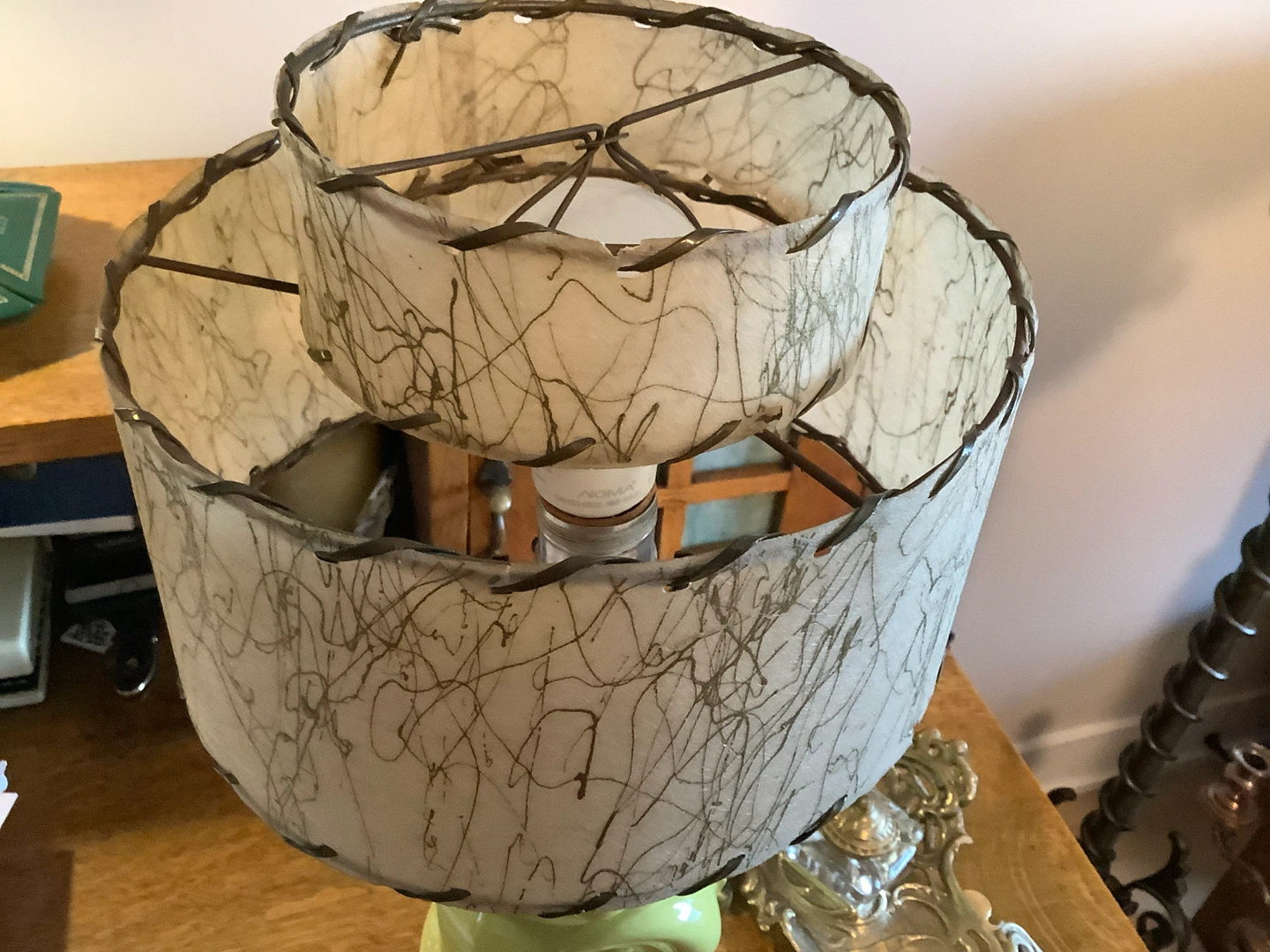 MCM Beauceware Lamp w MCM 2 Tier Fibreglass Lamp Shade 🐞 - photo 4