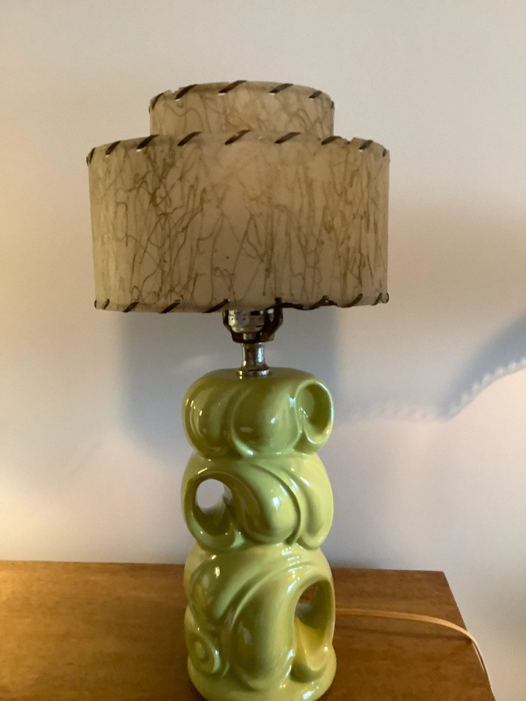 MCM Beauceware Lamp w MCM 2 Tier Fibreglass Lamp Shade 🐞 - photo 5