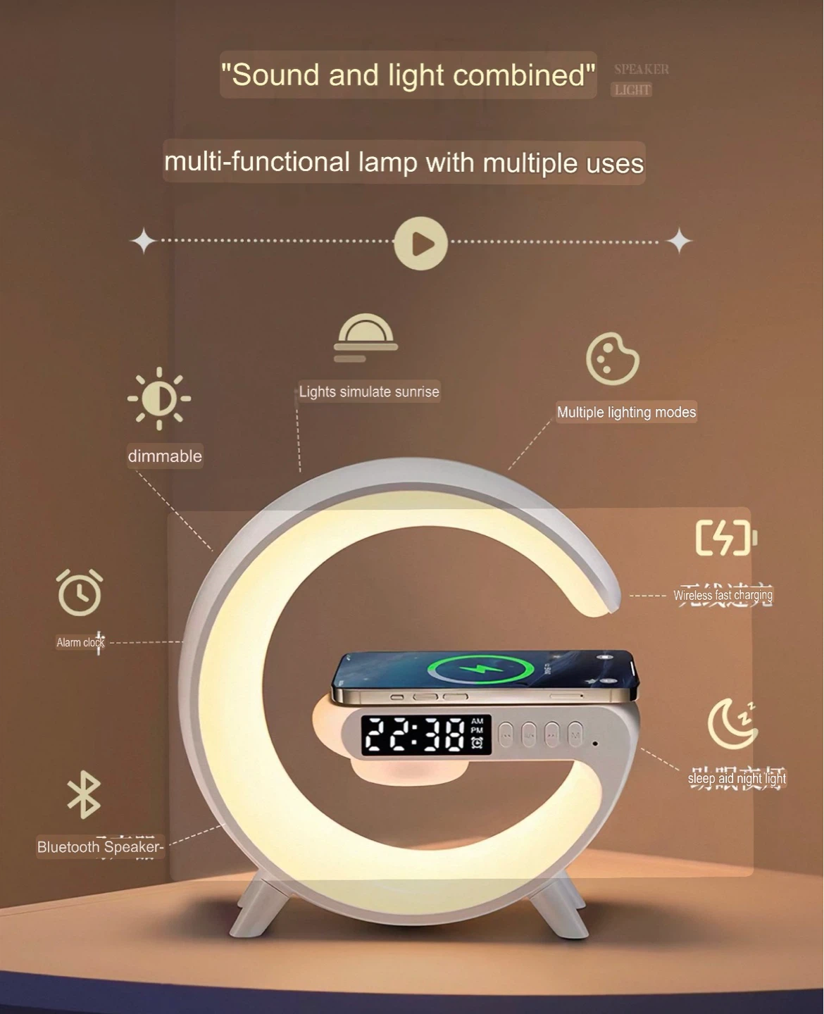 Bluetooth Speaker Night Light / Desk Lamp - photo 2