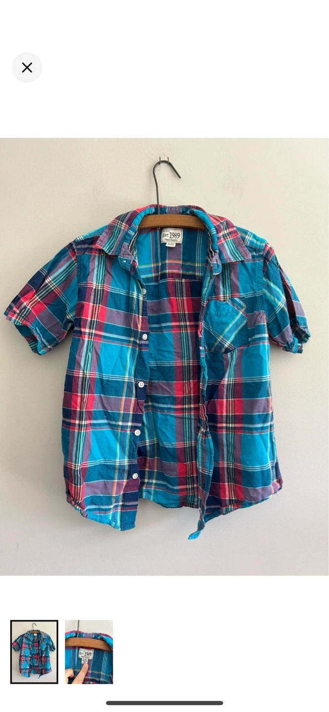 The Place Est. 1989 Plaid Short Sleeve Button-Up Shirt L/G 10/12