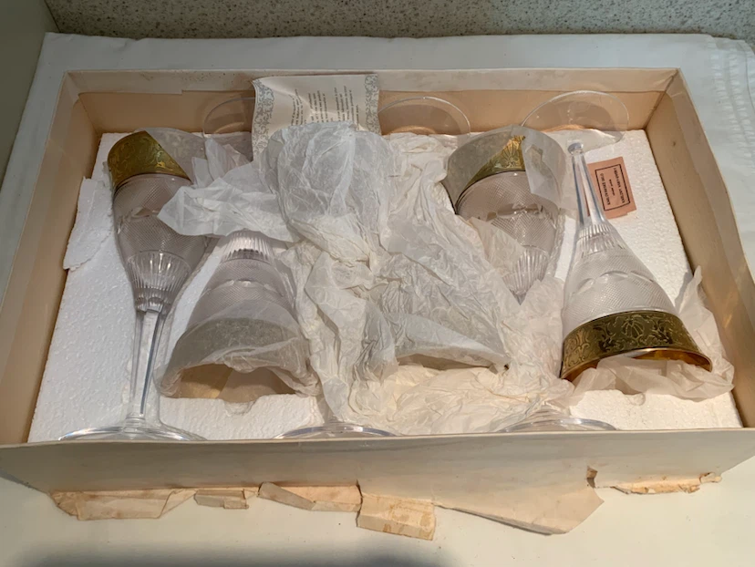 Moser Crystal Flutes Set with Gold Trim - photo 2