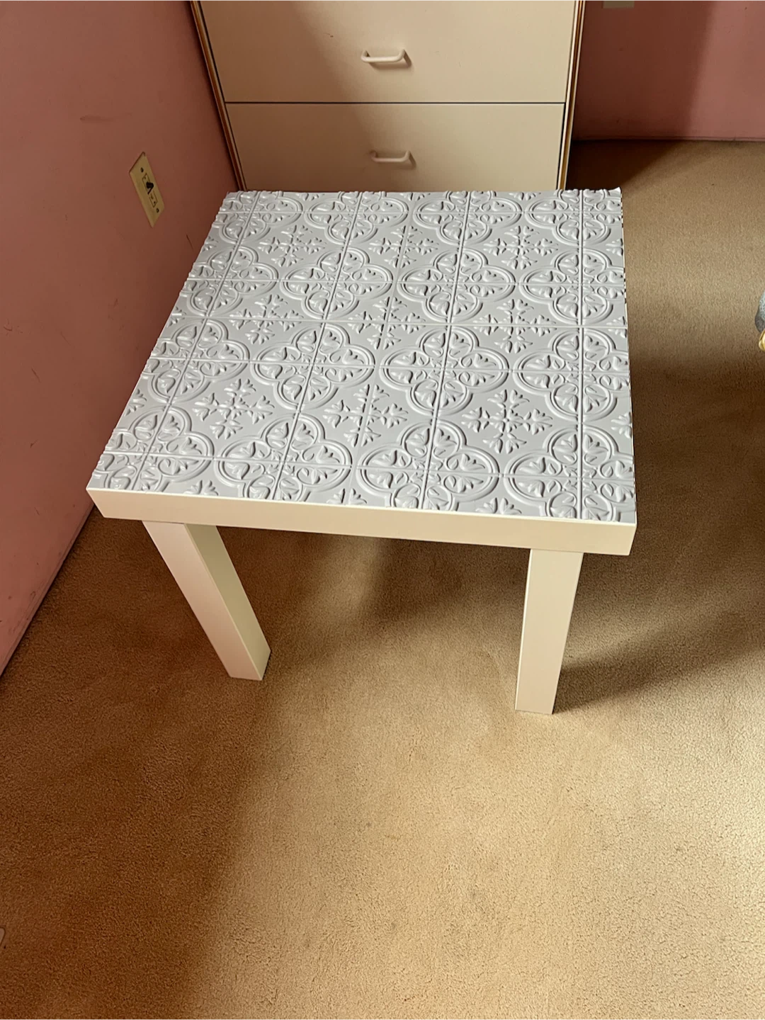 White Side Table with Decorative Top - photo 2