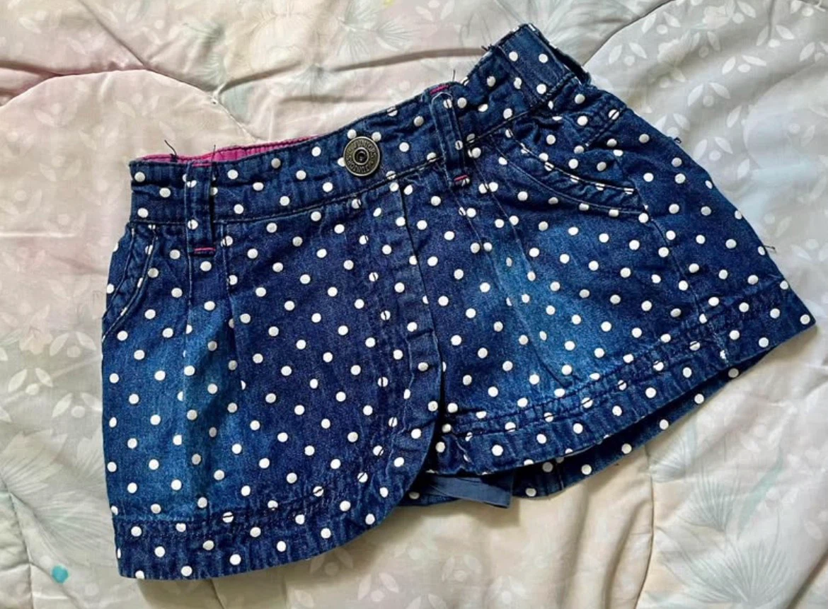 Juniors Polka Dot Denim Shorts