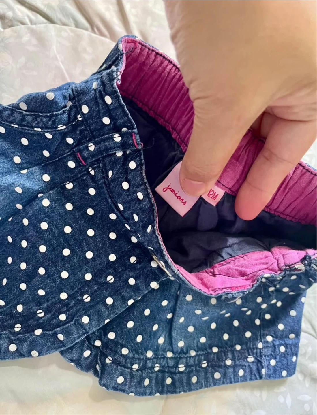 Juniors Polka Dot Denim Shorts - photo 2