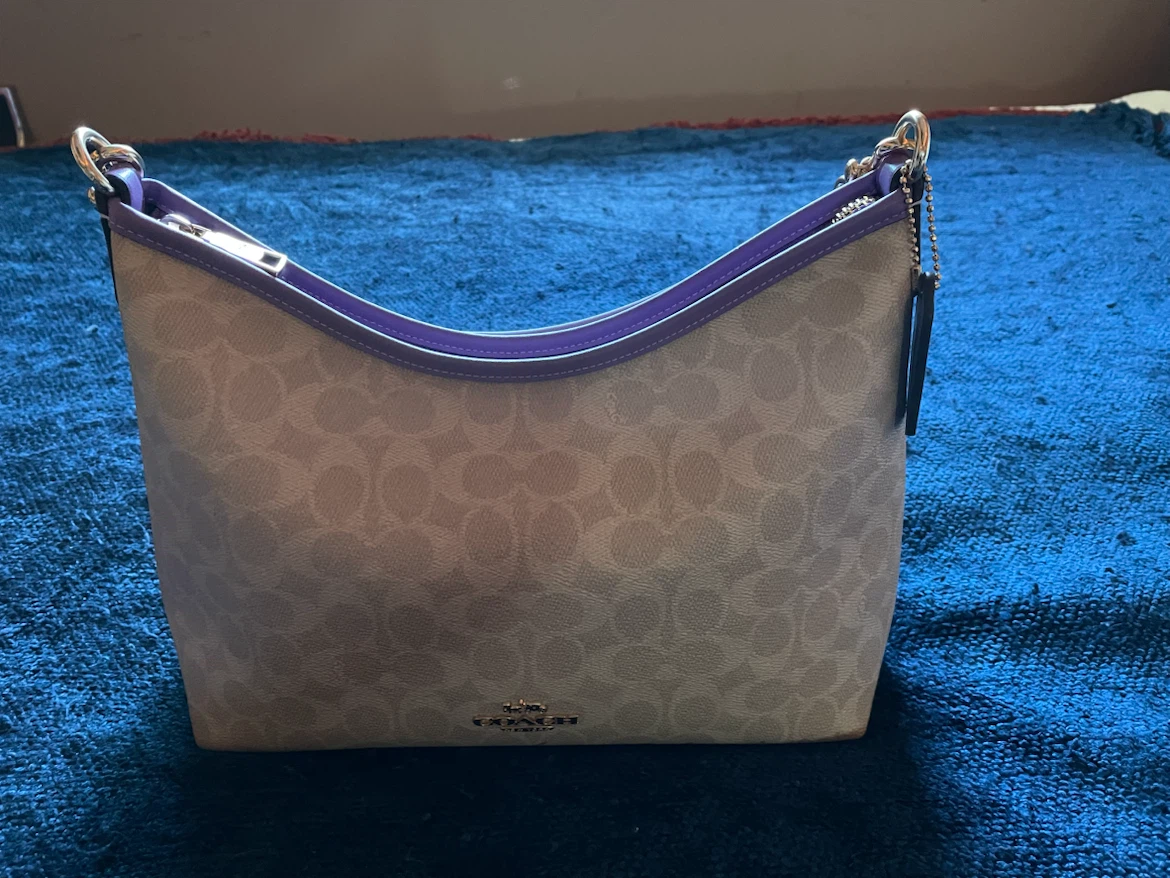 Coach Monogram Shoulder Bag - Beige/Purple