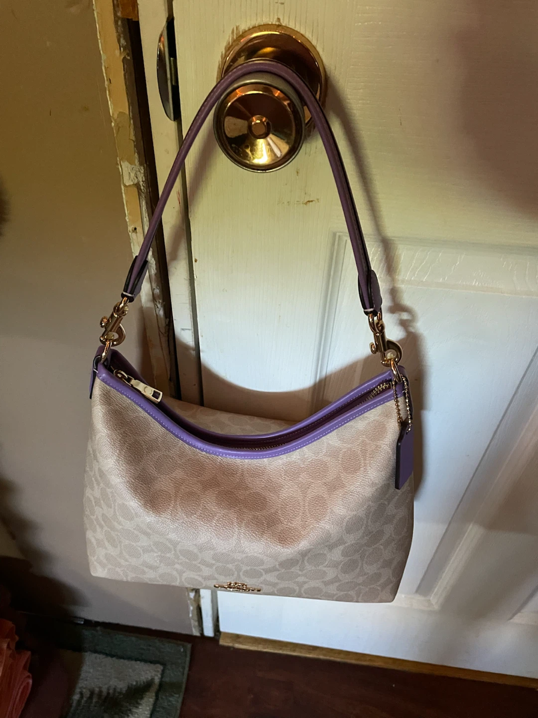 Coach Monogram Shoulder Bag - Beige/Purple - photo 2