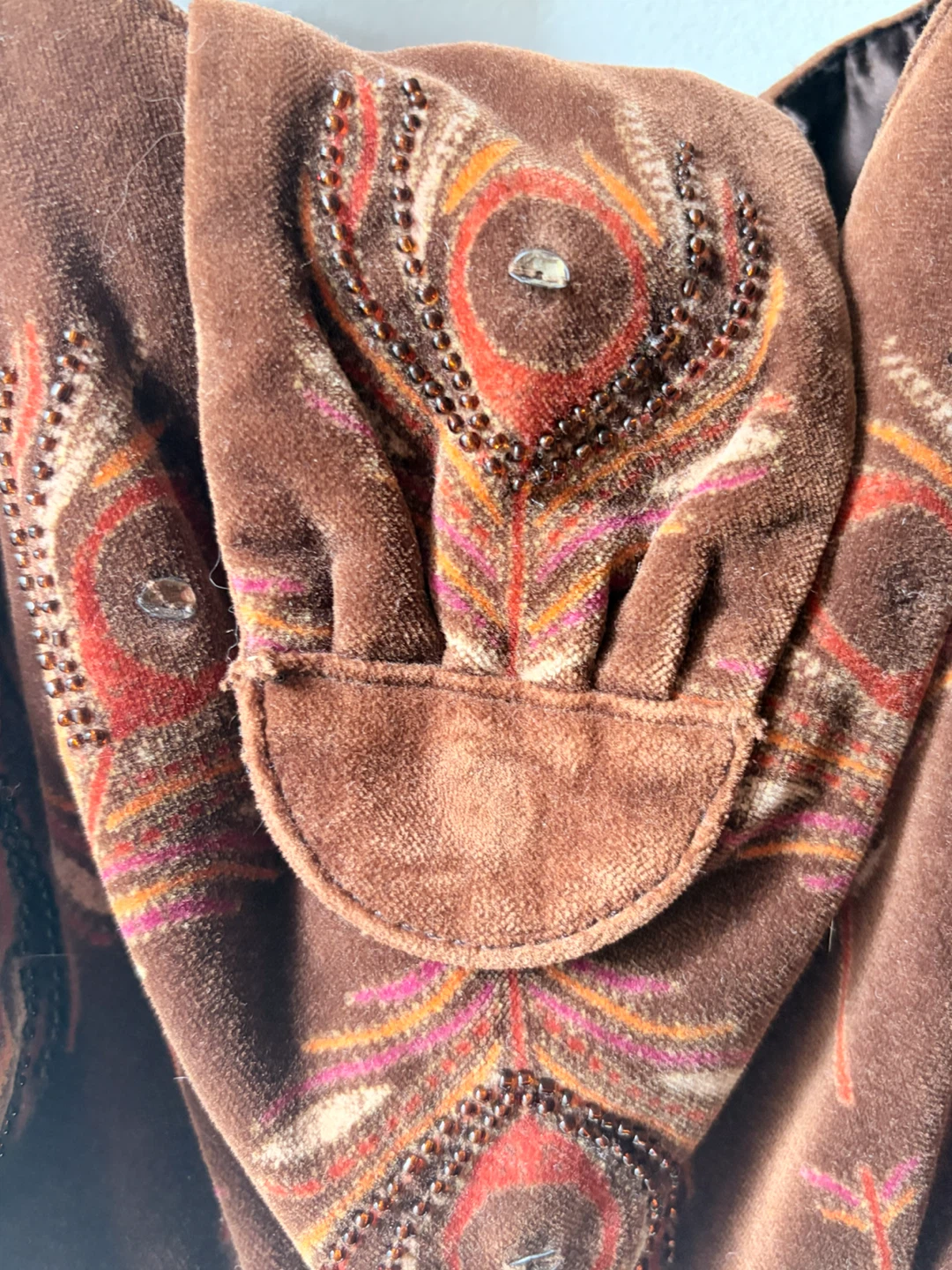 Old Navy Brown Velvet Beaded Shoulder Bag - photo 2