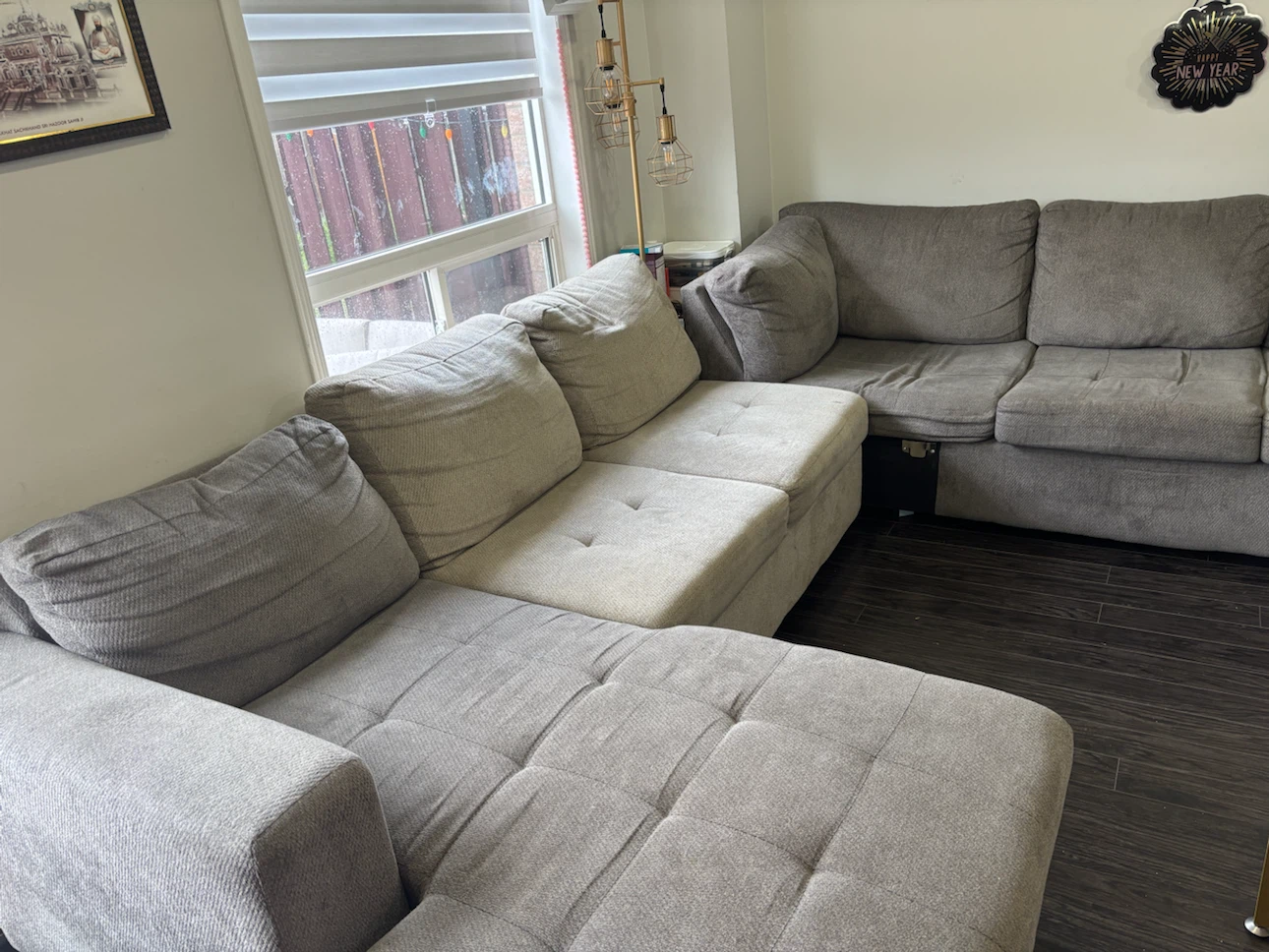 Grey Sectional Sofa with sofa cum bed