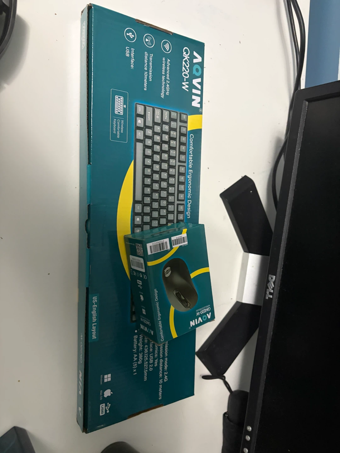 AOVIN QK220-W Wireless Keyboard and Mouse Combo